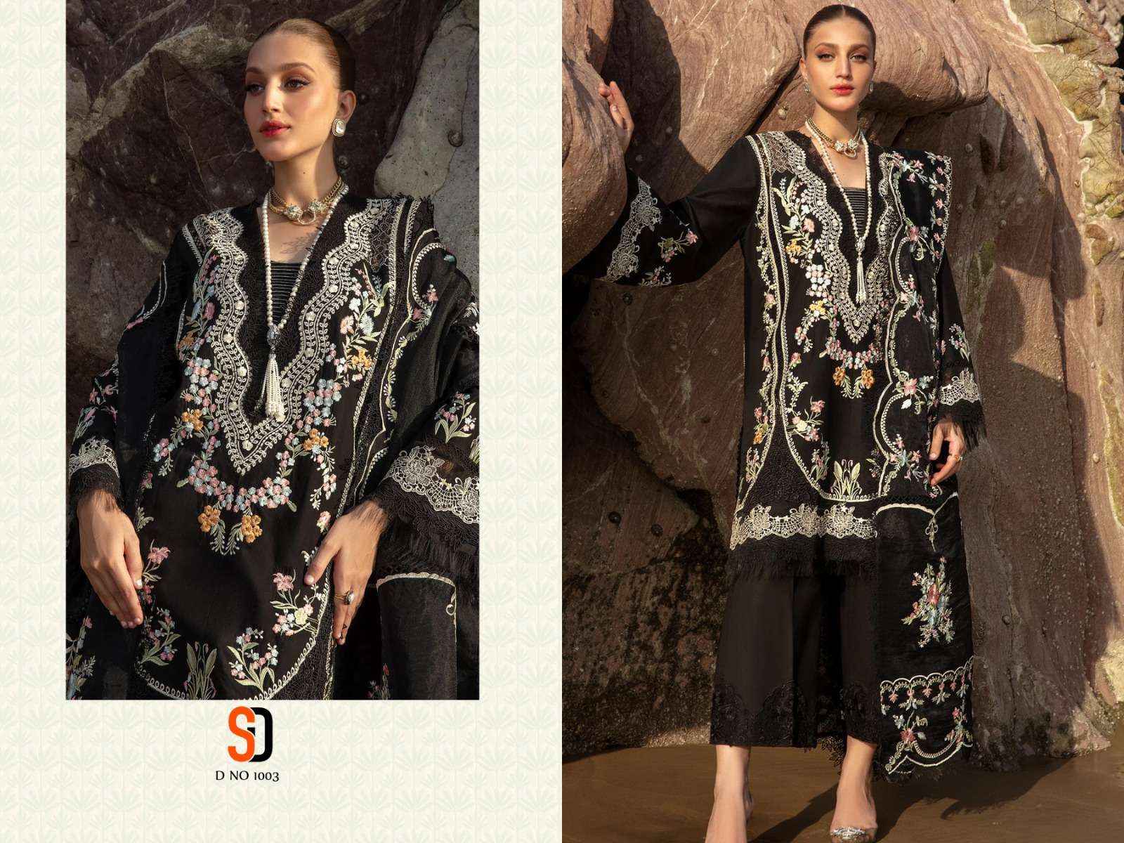 SHRADDHA DESIGNER CRIMSON BLACK COLLECTION COTTON EMBROIDERED SUIT ( 4 PCS CATALOG )