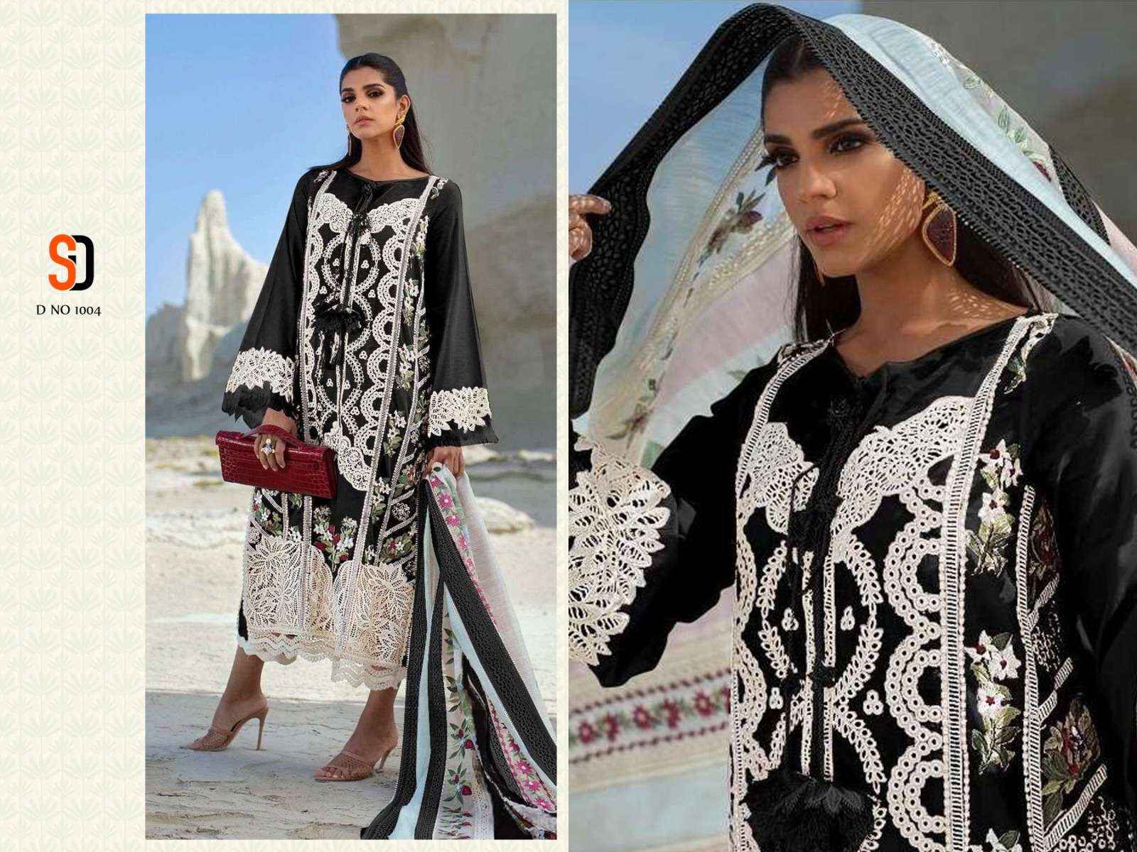 SHRADDHA DESIGNER CRIMSON BLACK COLLECTION COTTON EMBROIDERED SUIT ( 4 PCS CATALOG )