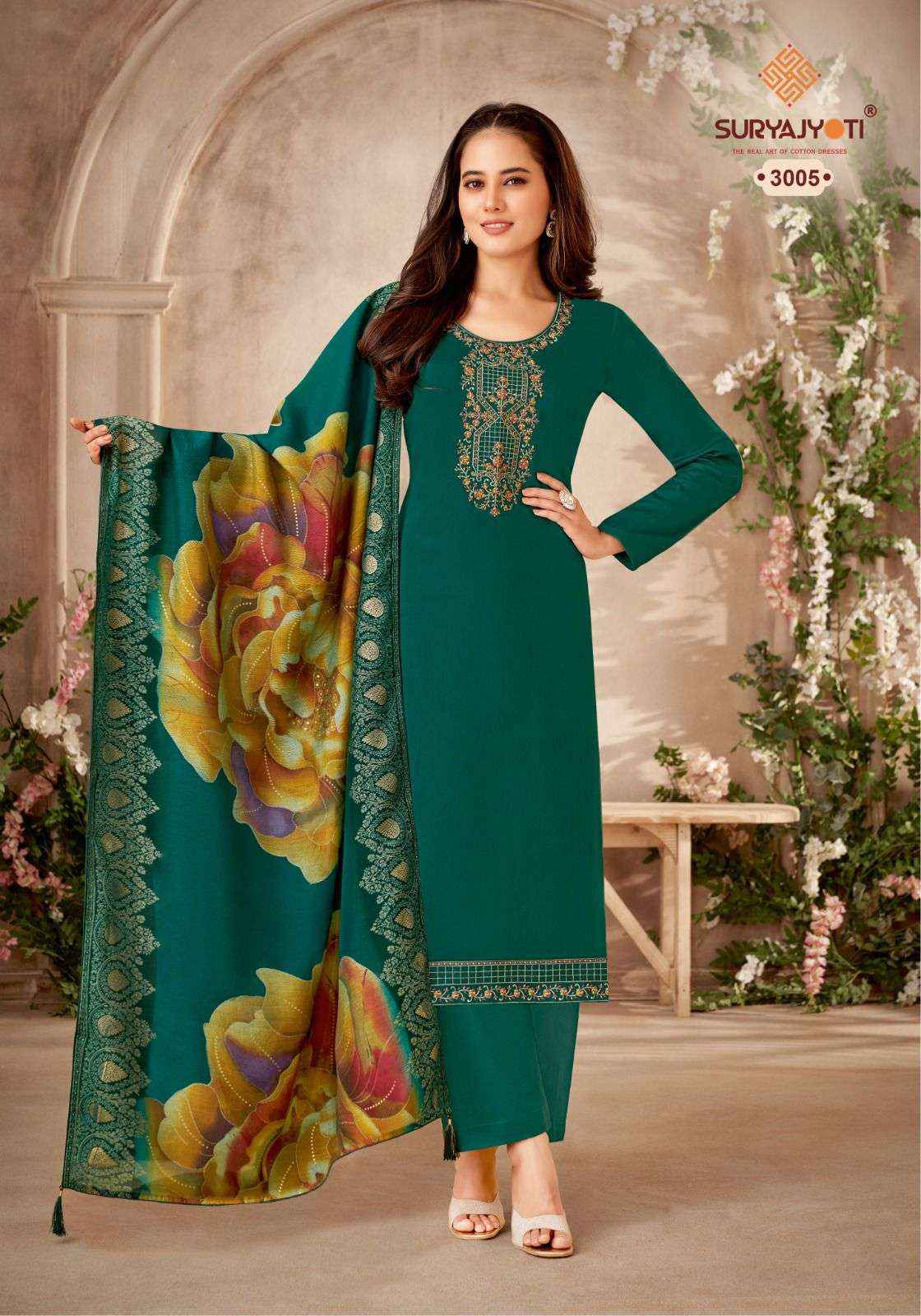 SURYAJYOTI PAL VOL 3 JAM SATIN DRESS MATERIAL ( 6 PCS CATALOG )