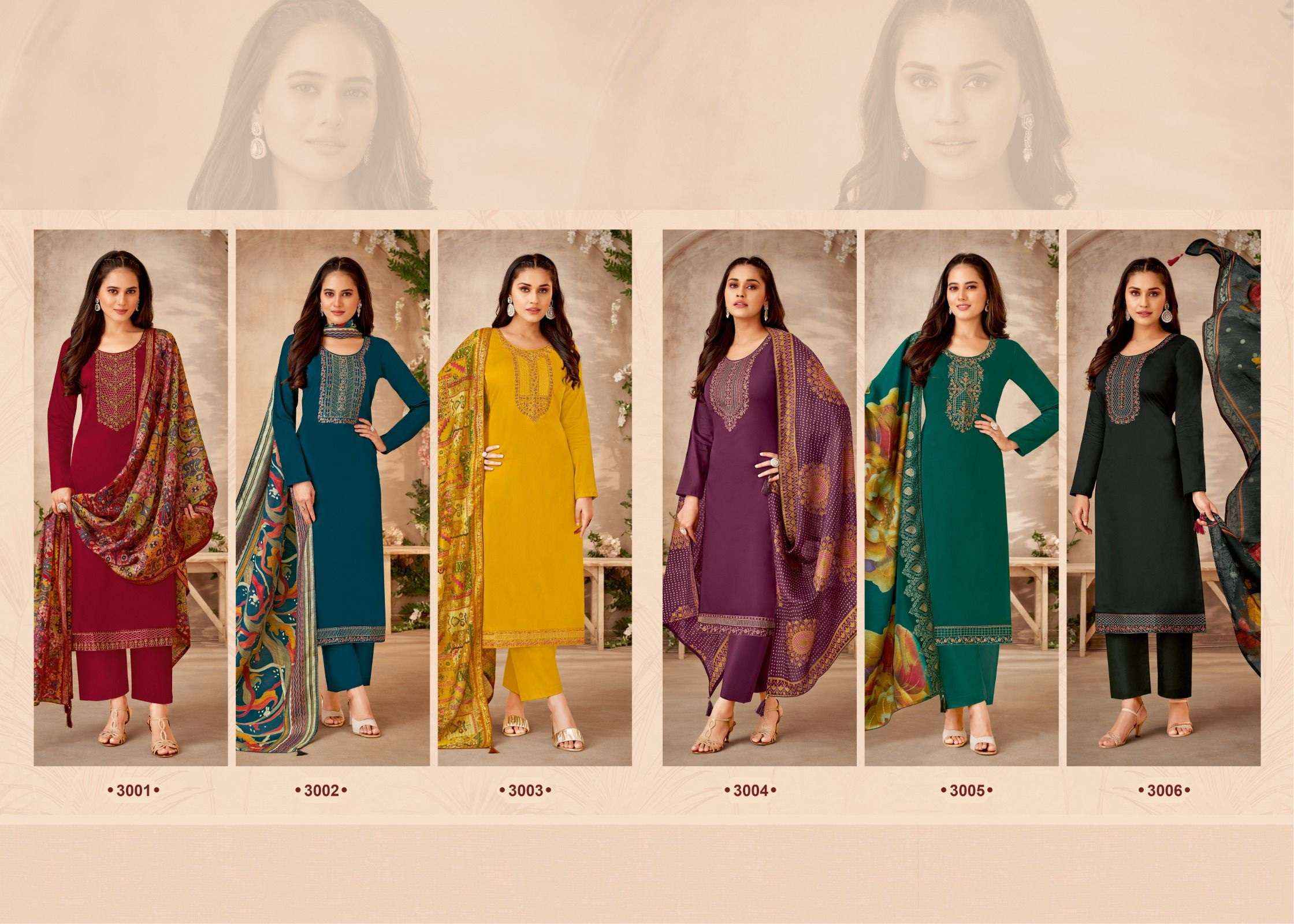 SURYAJYOTI PAL VOL 3 JAM SATIN DRESS MATERIAL ( 6 PCS CATALOG )