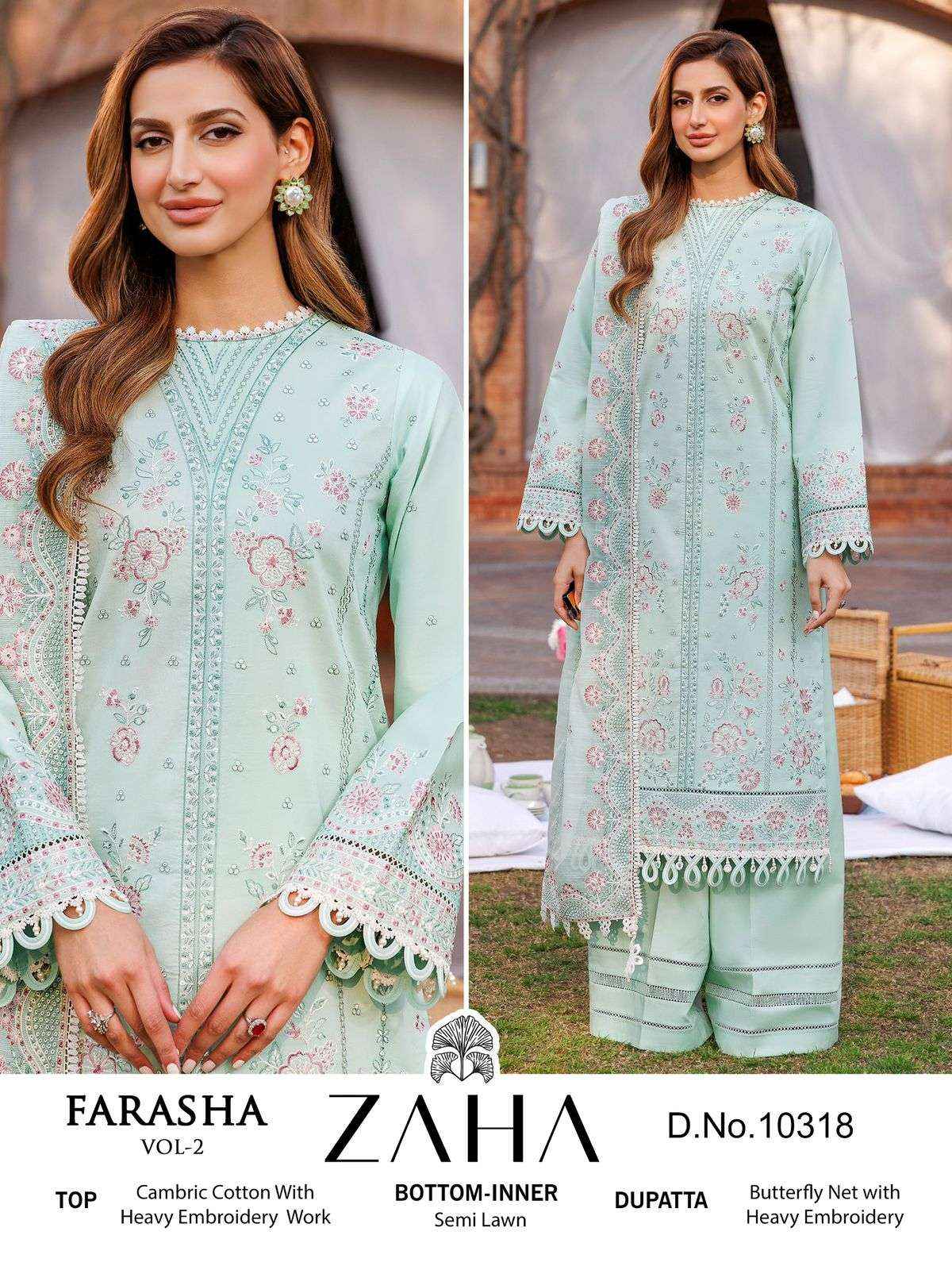 ZAHA FARASHA VOL 2 COTTON EMBROIDERY DESIGNER PAKISTANI SUIT ( 4 PCS CATALOG )