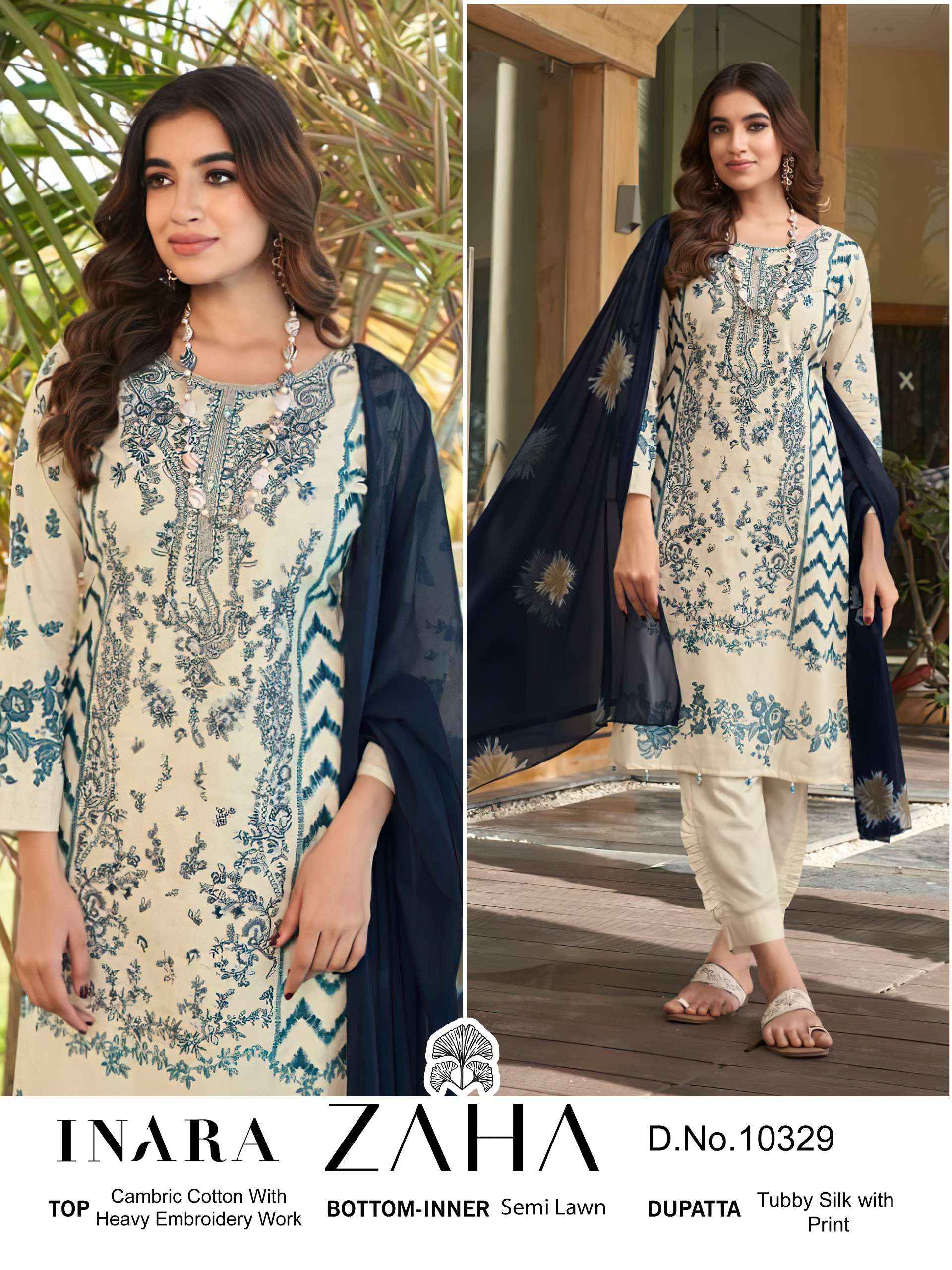 ZAHA INARA VOL 1 COTTON HEAVY EMBROIDERY DESIGNER PAKISTANI SUIT ( 5 PCS CATALOG )