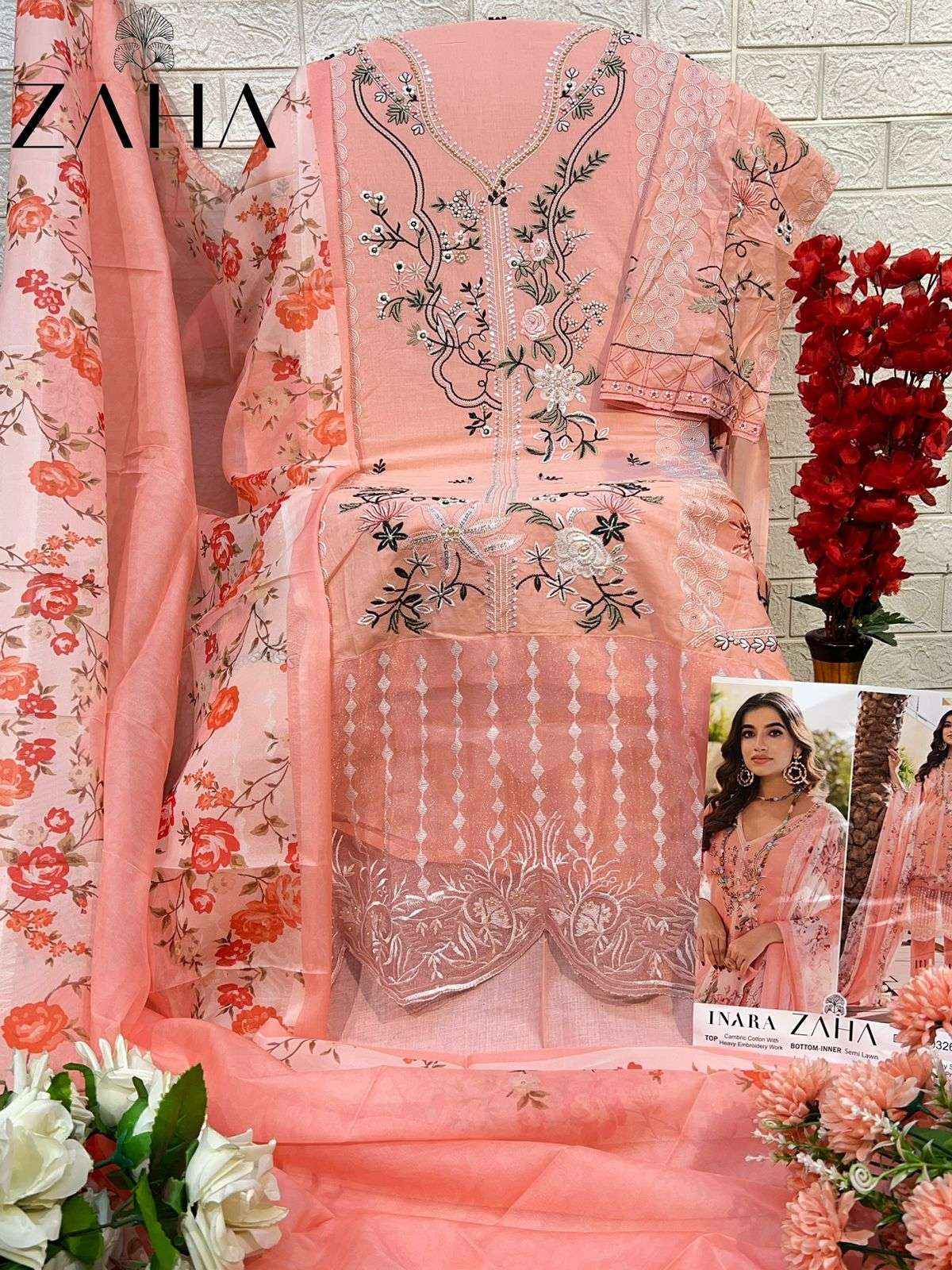 ZAHA INARA VOL 1 COTTON HEAVY EMBROIDERY DESIGNER PAKISTANI SUIT ( 5 PCS CATALOG )