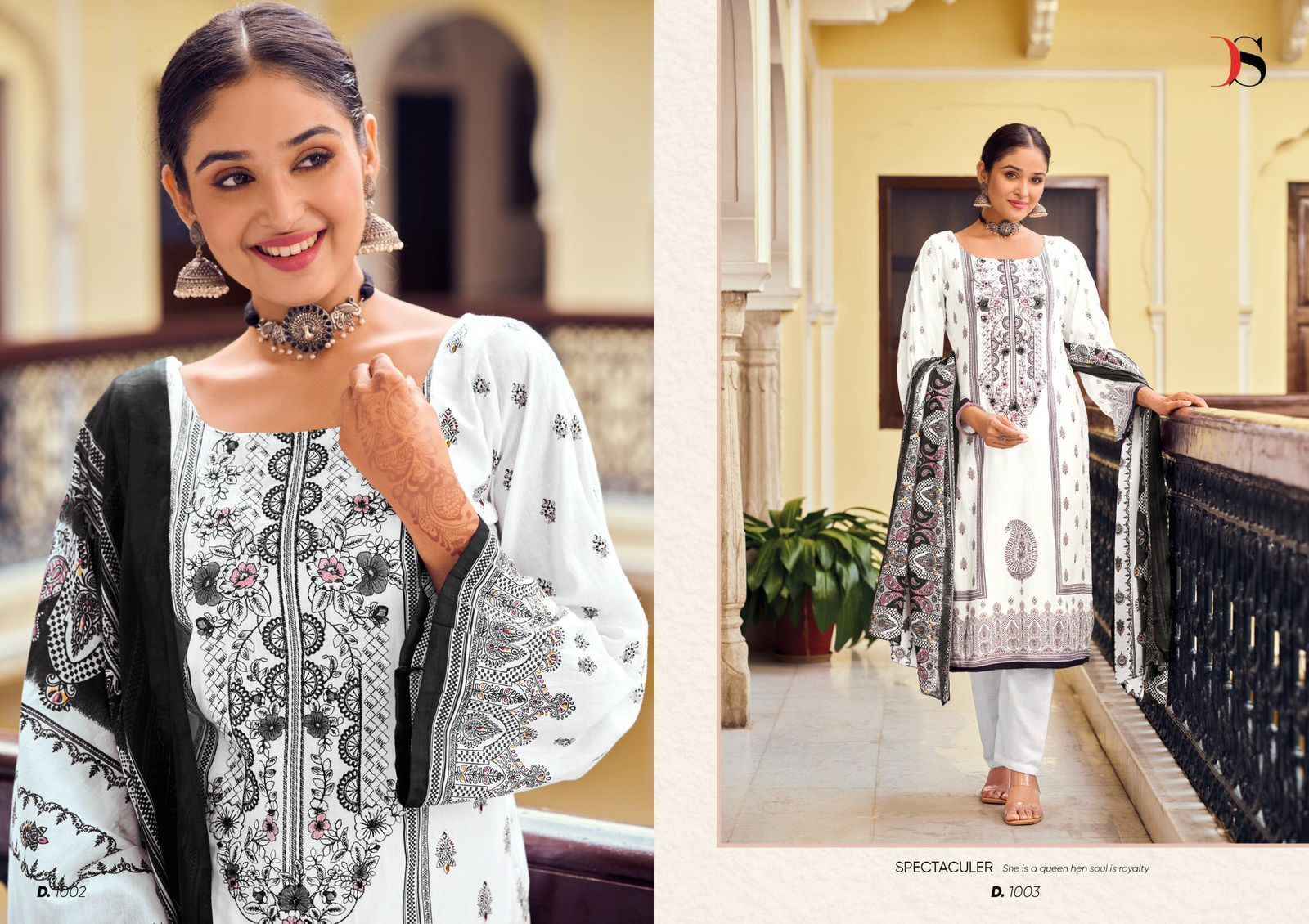 DEEPSY SUITS BLACK BEAUTY COTTON EMBROIDERIES PAKISTANI SUITS ( 8 PCS CATALOG )