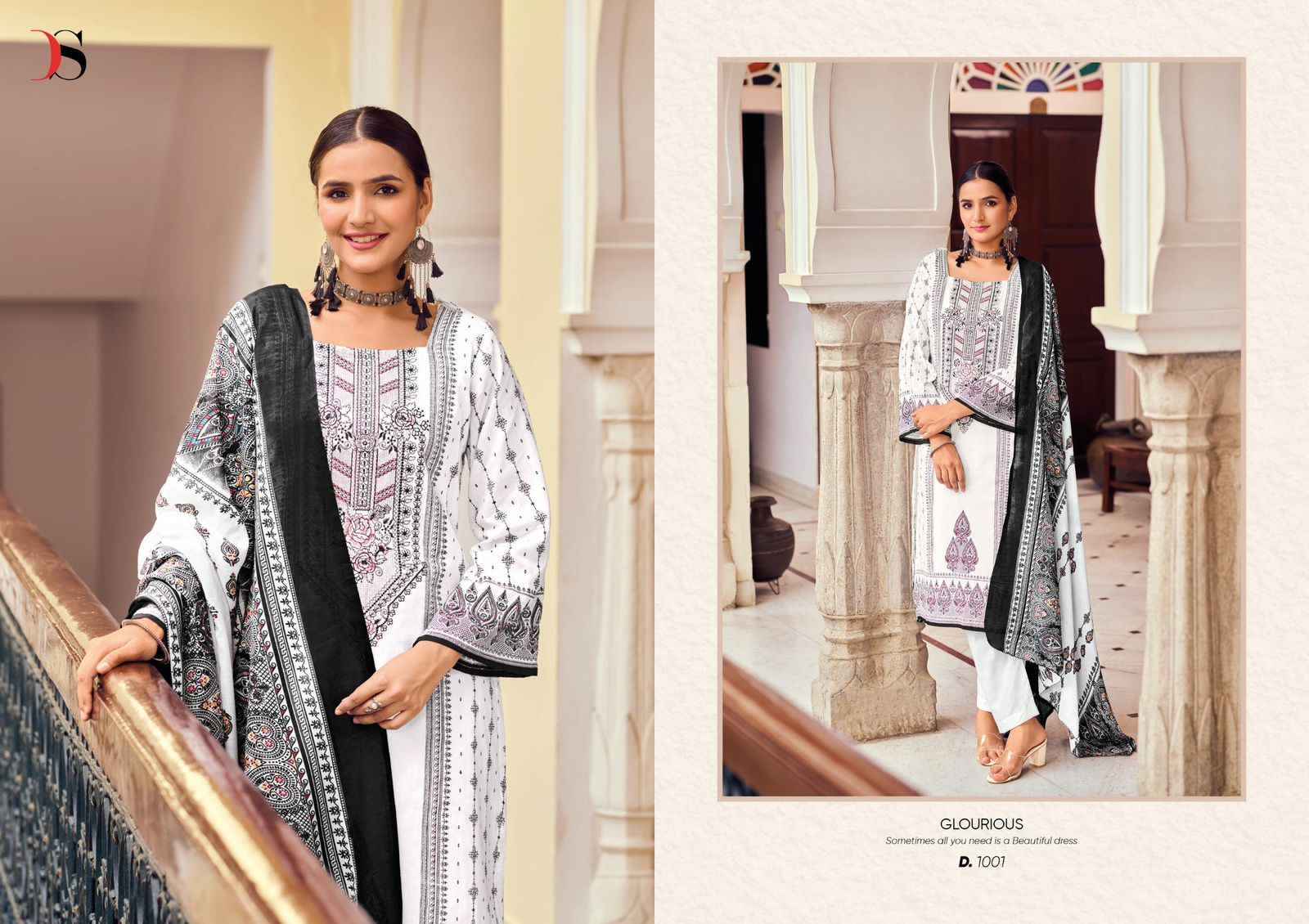 DEEPSY SUITS BLACK BEAUTY COTTON EMBROIDERIES PAKISTANI SUITS ( 8 PCS CATALOG )