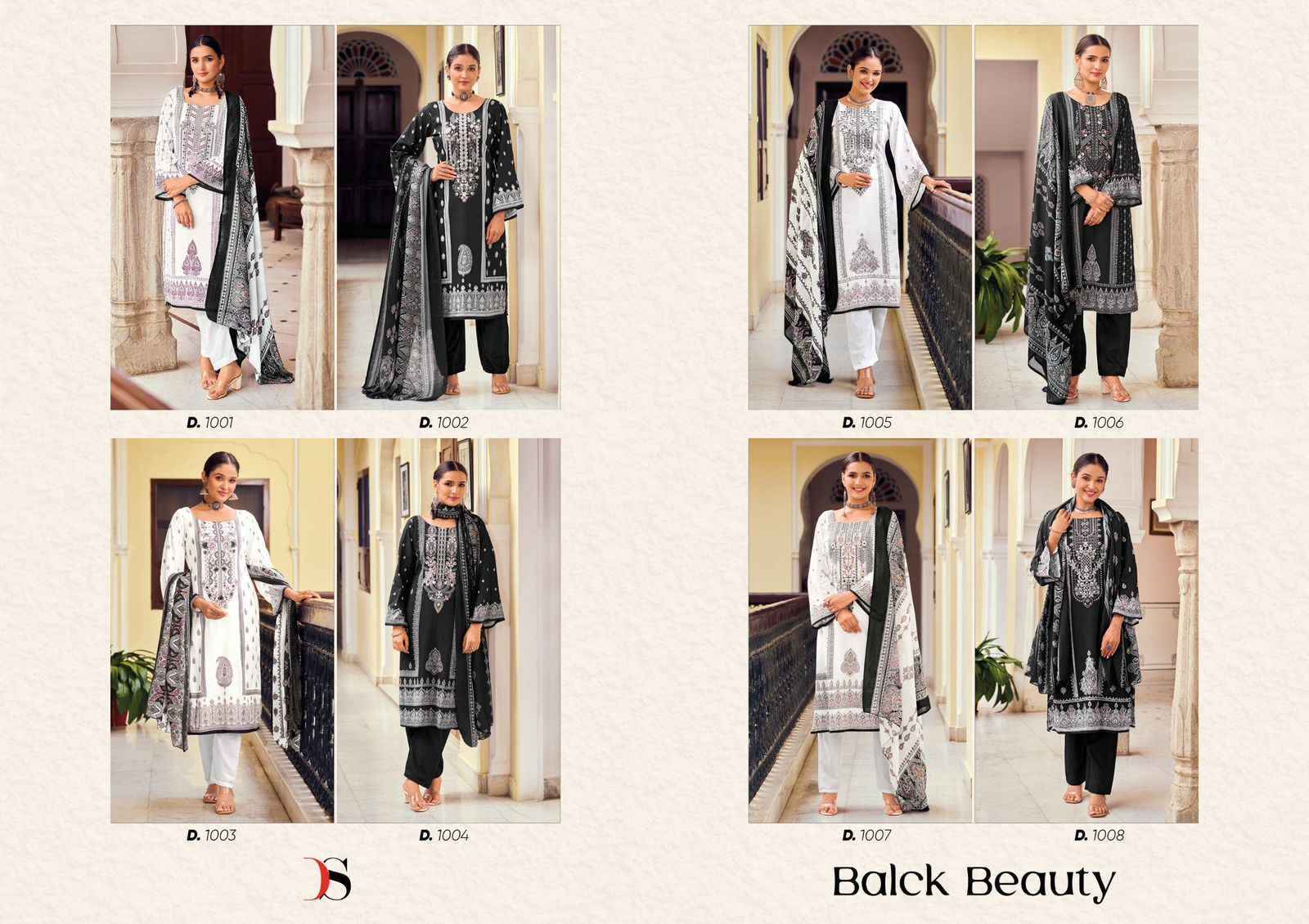 DEEPSY SUITS BLACK BEAUTY COTTON EMBROIDERIES PAKISTANI SUITS ( 8 PCS CATALOG )