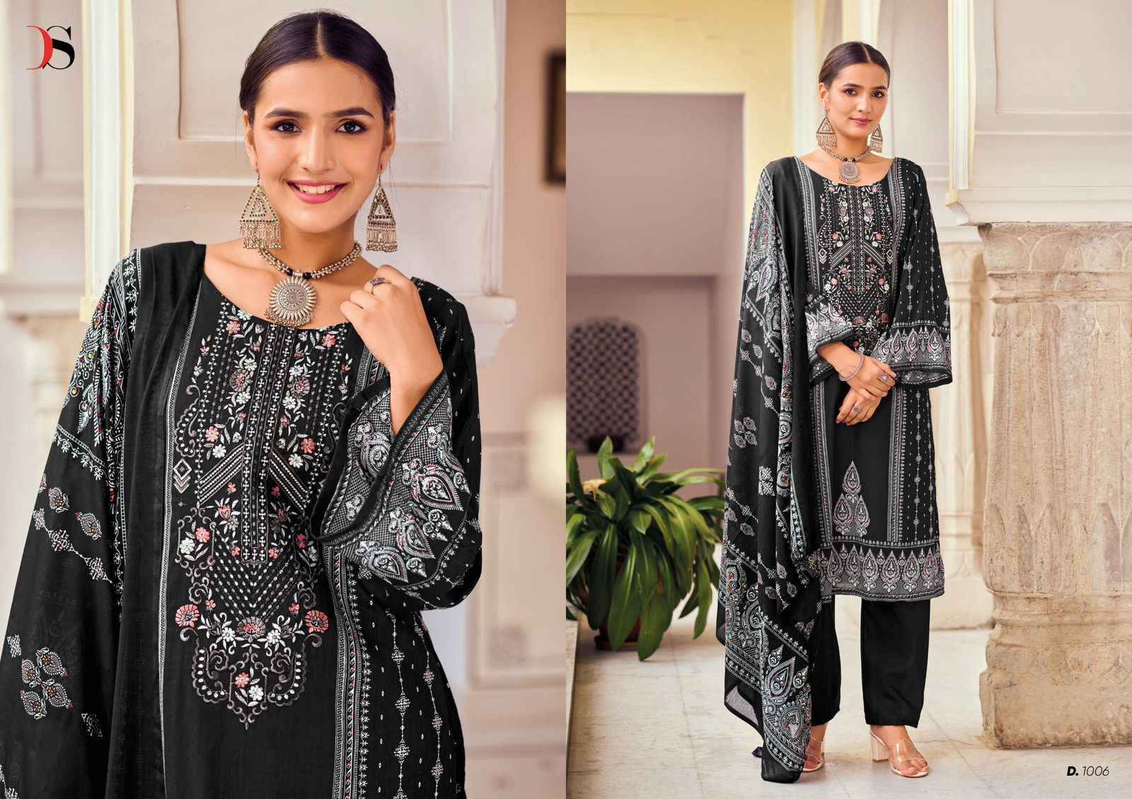 DEEPSY SUITS BLACK BEAUTY COTTON EMBROIDERIES PAKISTANI SUITS ( 8 PCS CATALOG )