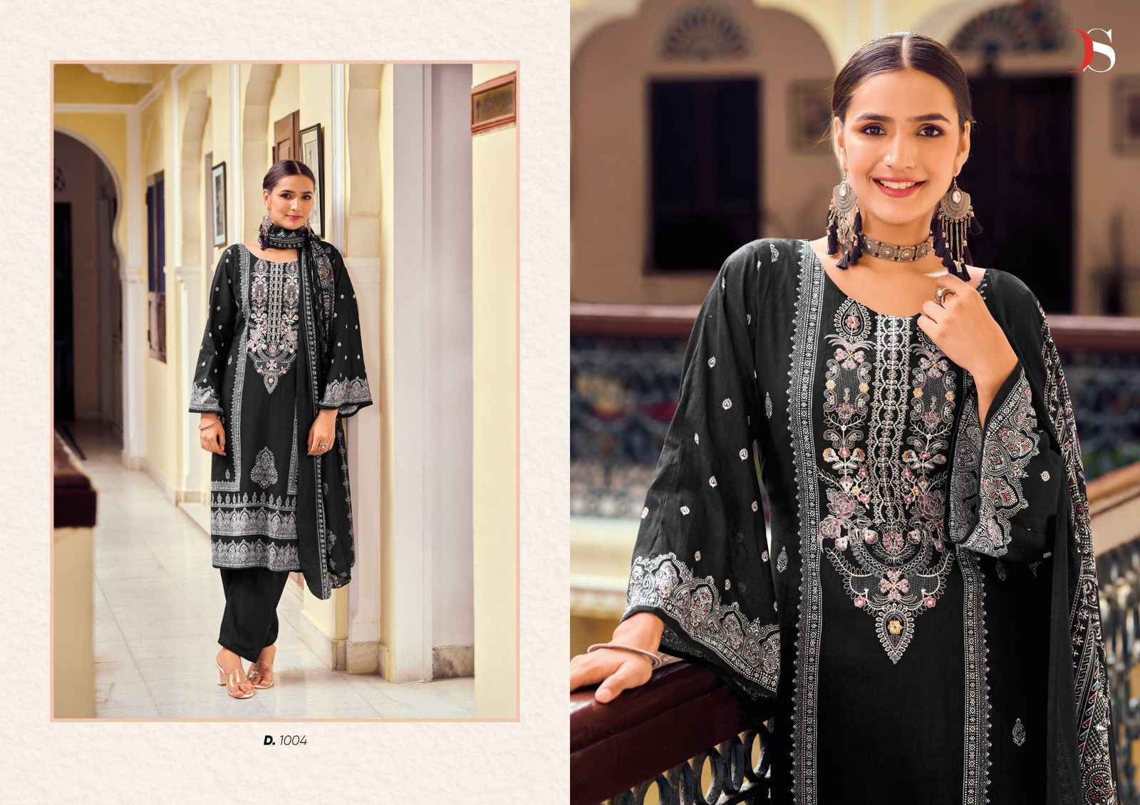 DEEPSY SUITS BLACK BEAUTY COTTON EMBROIDERIES PAKISTANI SUITS ( 8 PCS CATALOG )