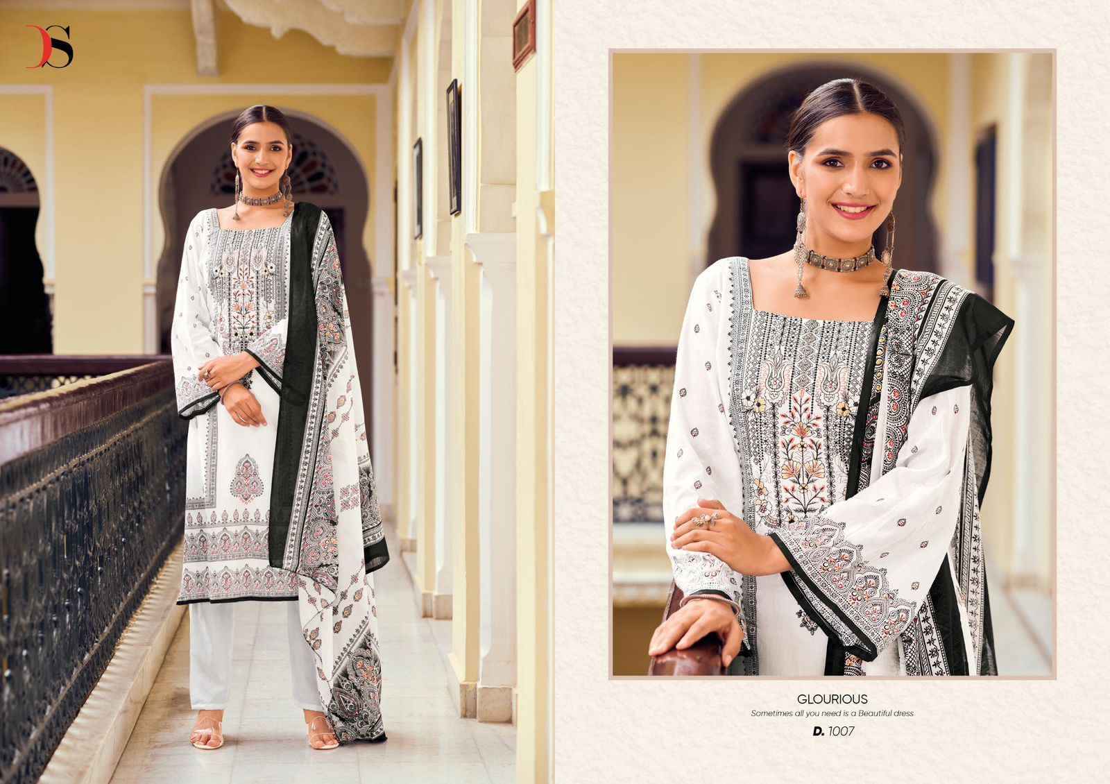 DEEPSY SUITS BLACK BEAUTY COTTON EMBROIDERIES PAKISTANI SUITS ( 8 PCS CATALOG )