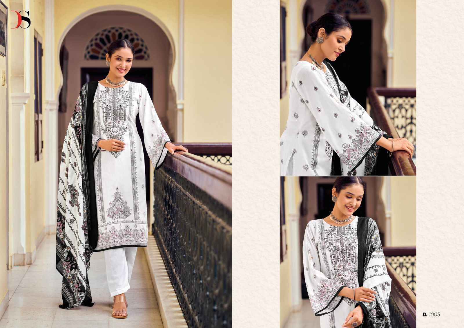 DEEPSY SUITS BLACK BEAUTY COTTON EMBROIDERIES PAKISTANI SUITS ( 8 PCS CATALOG )