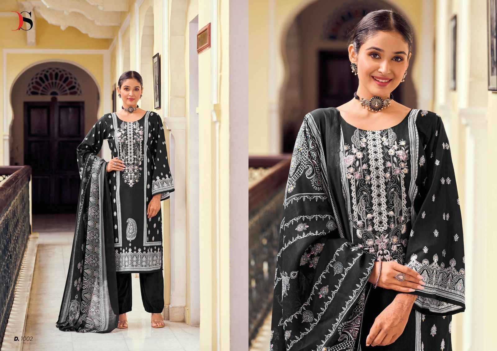 DEEPSY SUITS BLACK BEAUTY COTTON EMBROIDERIES PAKISTANI SUITS ( 8 PCS CATALOG )