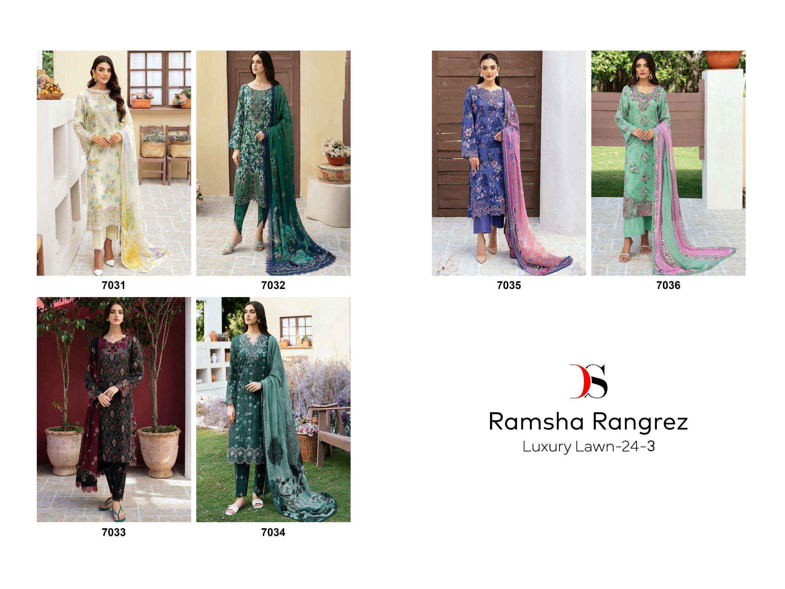 DEEPSY SUITS RAMSHA RUNGREZ LUXURY LAWN 24 VOL 3 COTTON DESIGNER SUIT ( 6 pcs catalog )