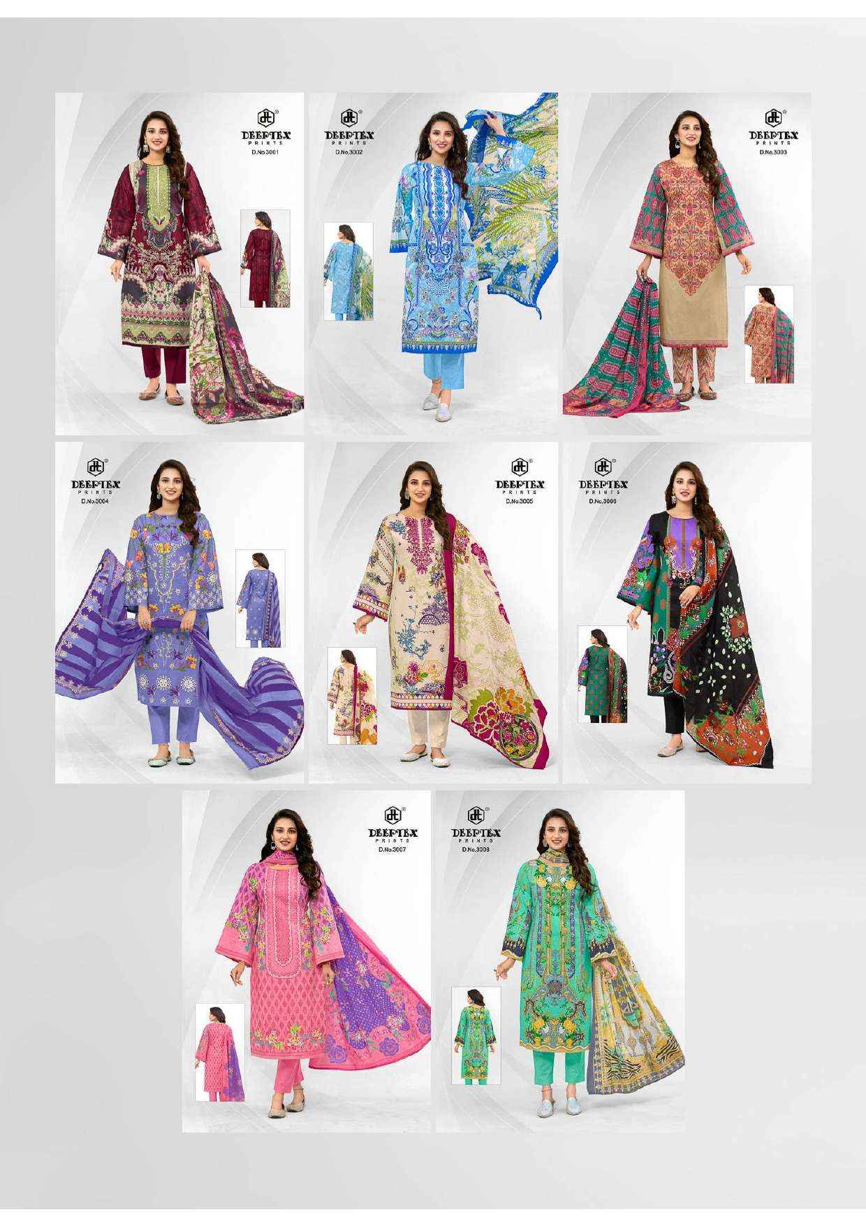 DEEPTEX PRINTS ROOHI ZARA VOL 3 LAWN COTTON DRESS MATERIAL ( 8 PCS CATALOG )