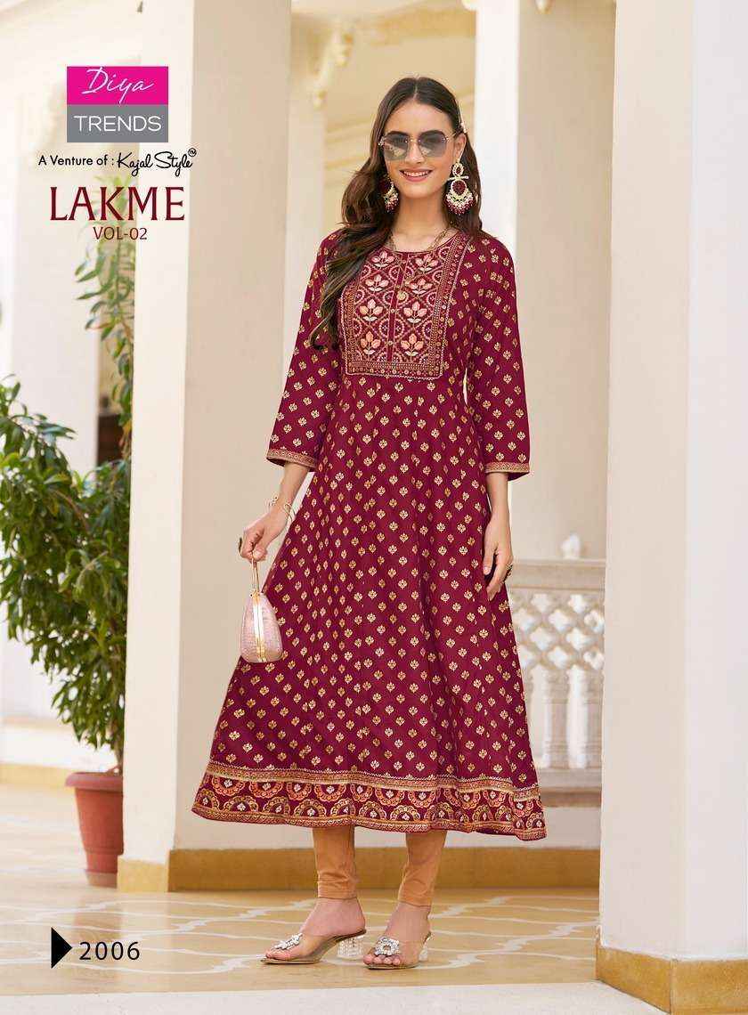 DIYA TRENDS LAKME VOL 2 RAYON FANCY LADIES GOWN ( 4 pcs catalog )