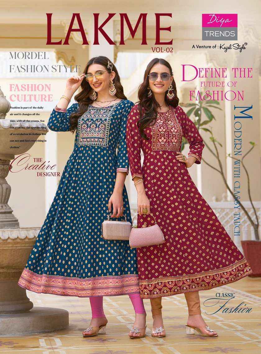 DIYA TRENDS LAKME VOL 2 RAYON FANCY LADIES GOWN ( 4 pcs catalog )