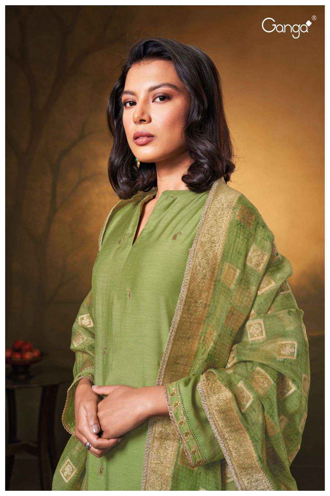 Ganga Fashion Hansini 2497 Fancy Bemberg Silk Ganga Suit Suppliers ( 3 pcs catalog )