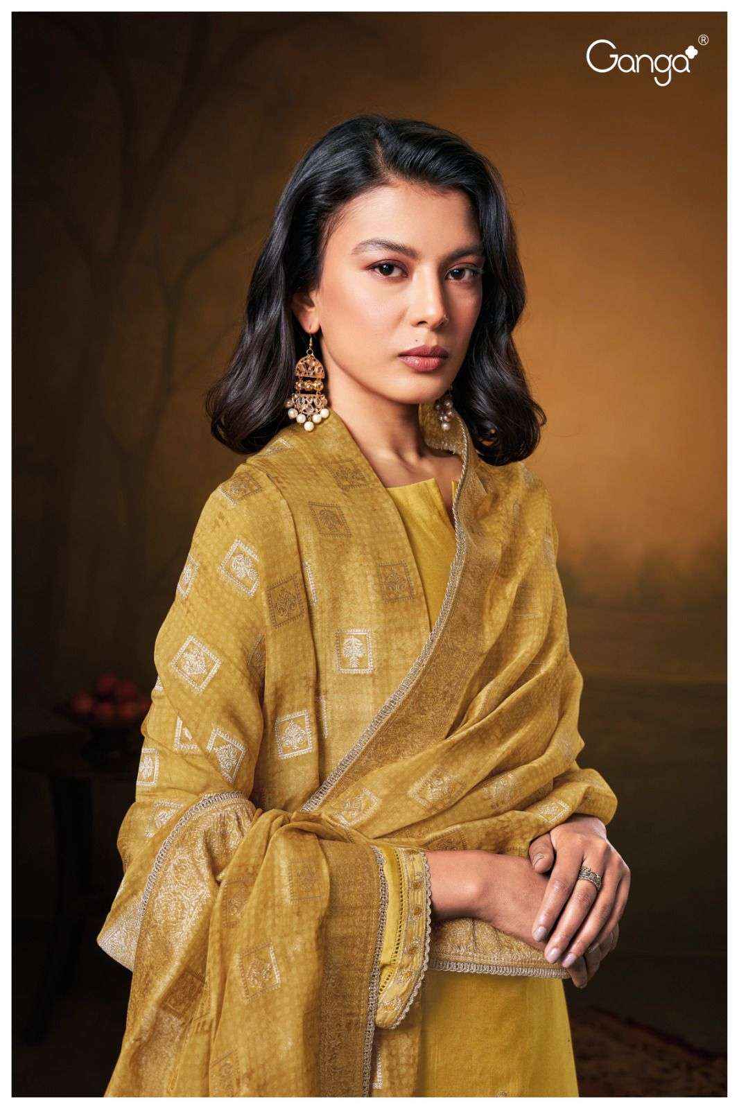 Ganga Fashion Hansini 2497 Fancy Bemberg Silk Ganga Suit Suppliers ( 3 pcs catalog )