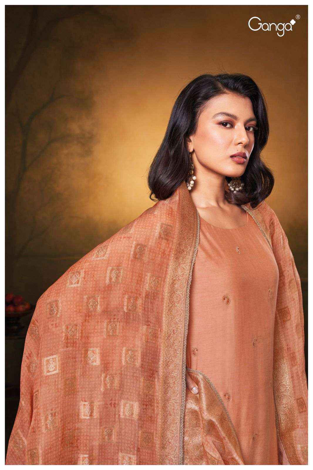 Ganga Fashion Hansini 2497 Fancy Bemberg Silk Ganga Suit Suppliers ( 3 pcs catalog )