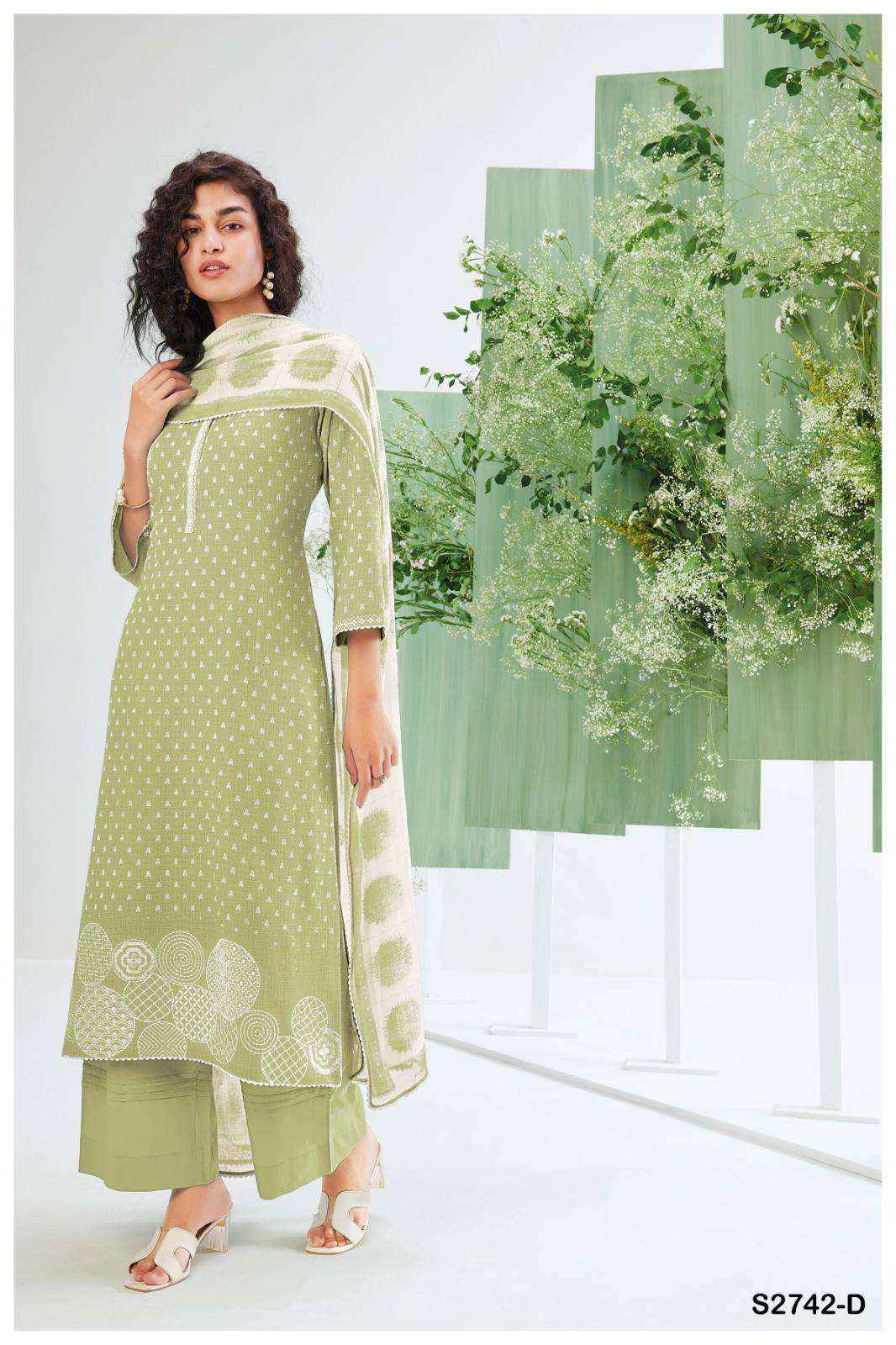 Ganga Fashion Inaaya 2742 Exclusive Linen Cotton Suit Catalog Wholesale ( 6 pcs catalog )