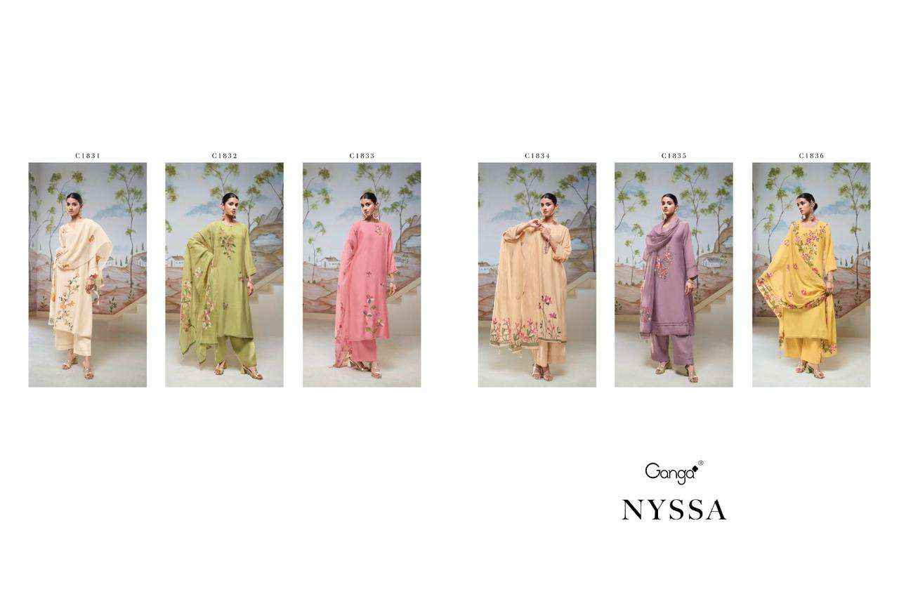 Ganga Fashion Nyssa C1831 TO C1836 Bemberg Silk Designer Suits ( 6 Pcs Catalog )