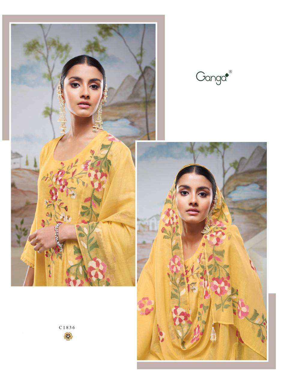 Ganga Fashion Nyssa C1831 TO C1836 Bemberg Silk Designer Suits ( 6 Pcs Catalog )