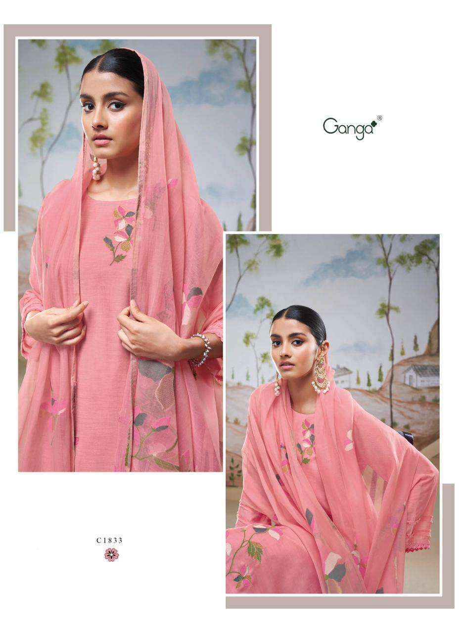 Ganga Fashion Nyssa C1831 TO C1836 Bemberg Silk Designer Suits ( 6 Pcs Catalog )