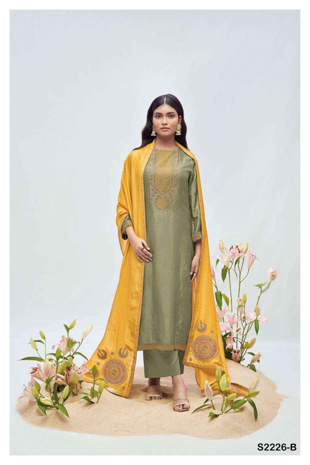 Ganga Fashion Reese 2251 Premium Bemberg Silk Suit Latest Catalog Dealer ( 2 pcs catalog )