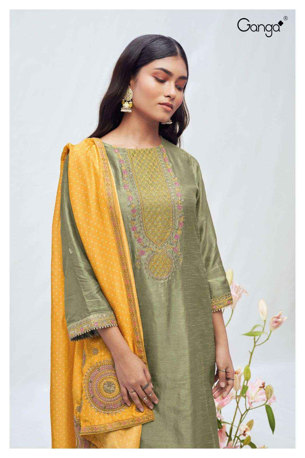 Ganga Fashion Reese 2251 Premium Bemberg Silk Suit Latest Catalog Dealer ( 2 pcs catalog )