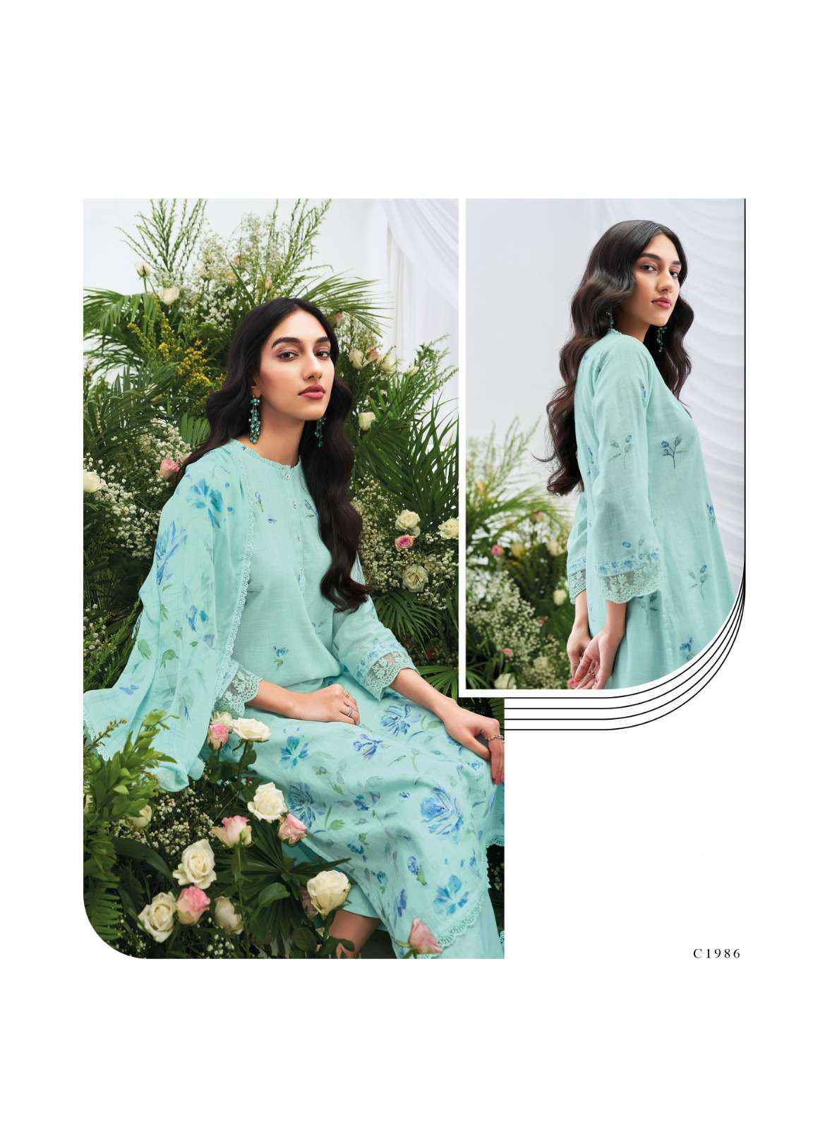 Ganga Fashion Saija Exclusive Fancy Cotton Linen Suit Catalog Wholesale ( 6 pcs catalog )