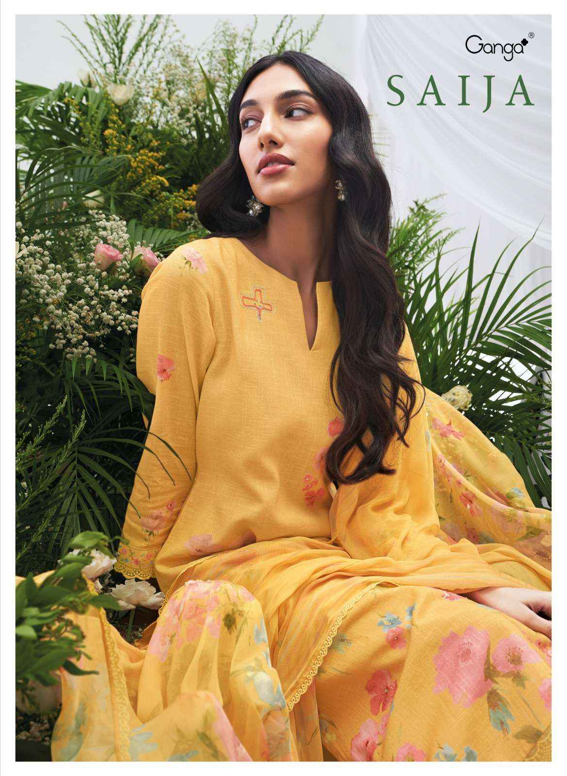 Ganga Fashion Saija Exclusive Fancy Cotton Linen Suit Catalog Wholesale ( 6 pcs catalog )