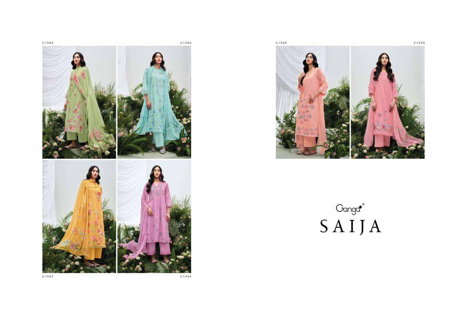 Ganga Fashion Saija Exclusive Fancy Cotton Linen Suit Catalog Wholesale ( 6 pcs catalog )