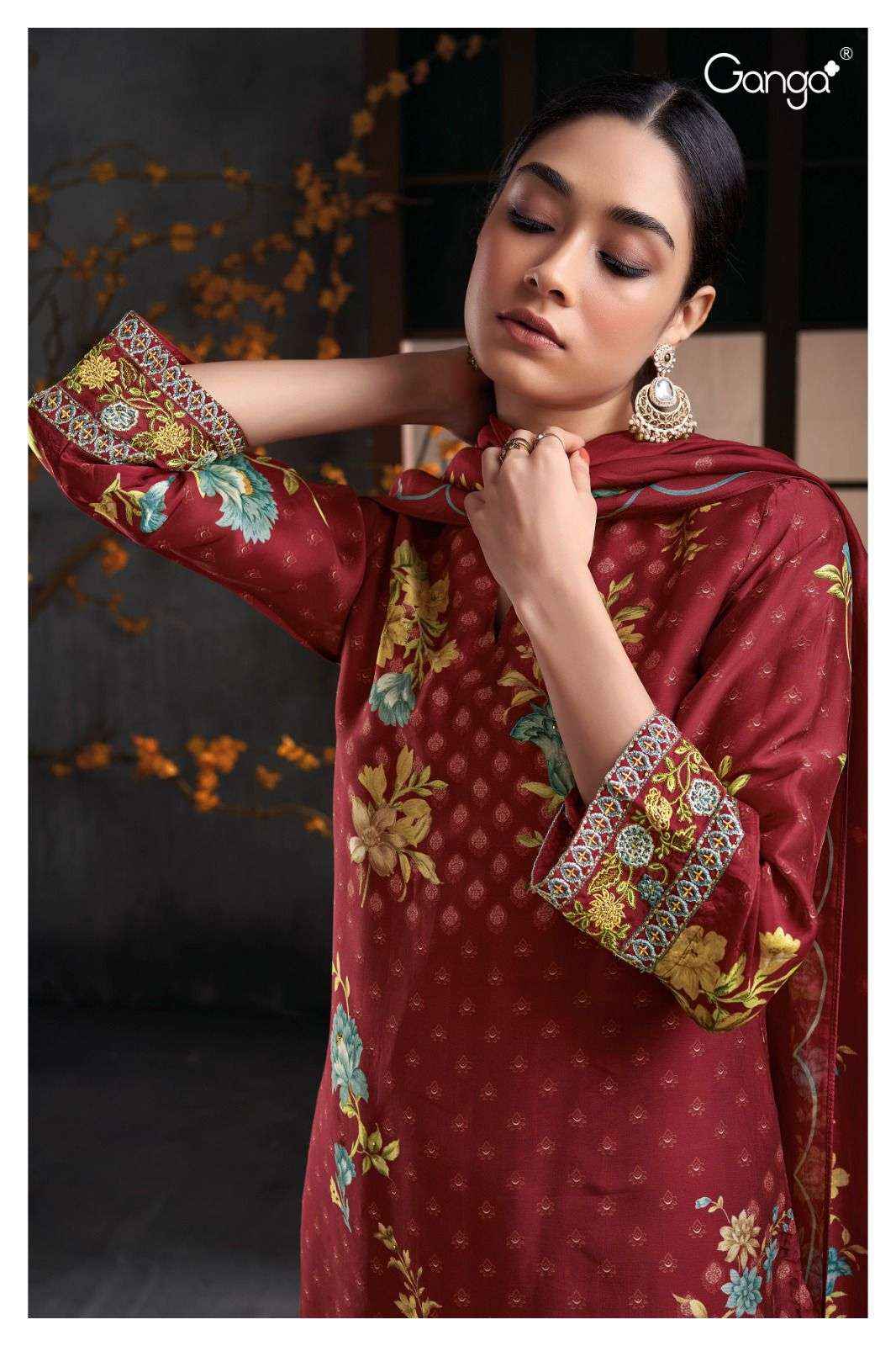 Ganga Fashion Wrenley 2658 Fancy Woven Jacquard Ladies Suit Dealer ( 4 pcs catalog )