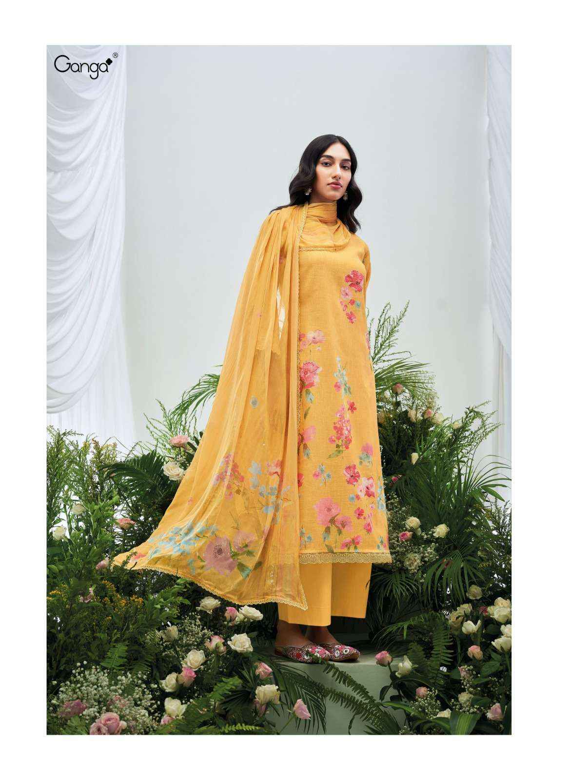 Ganga Fashion Wrenley 2658 Fancy Woven Jacquard Ladies Suit Dealer ( 4 pcs catalog )