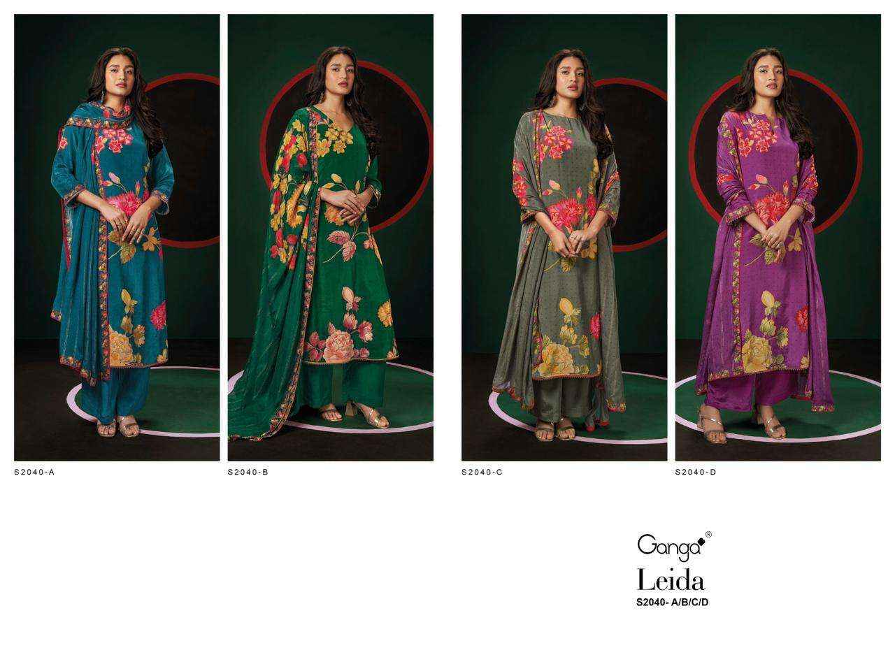 Ganga Leida 2040 Premium Designs Fancy Crape Suit ( 4 pcs catalog )