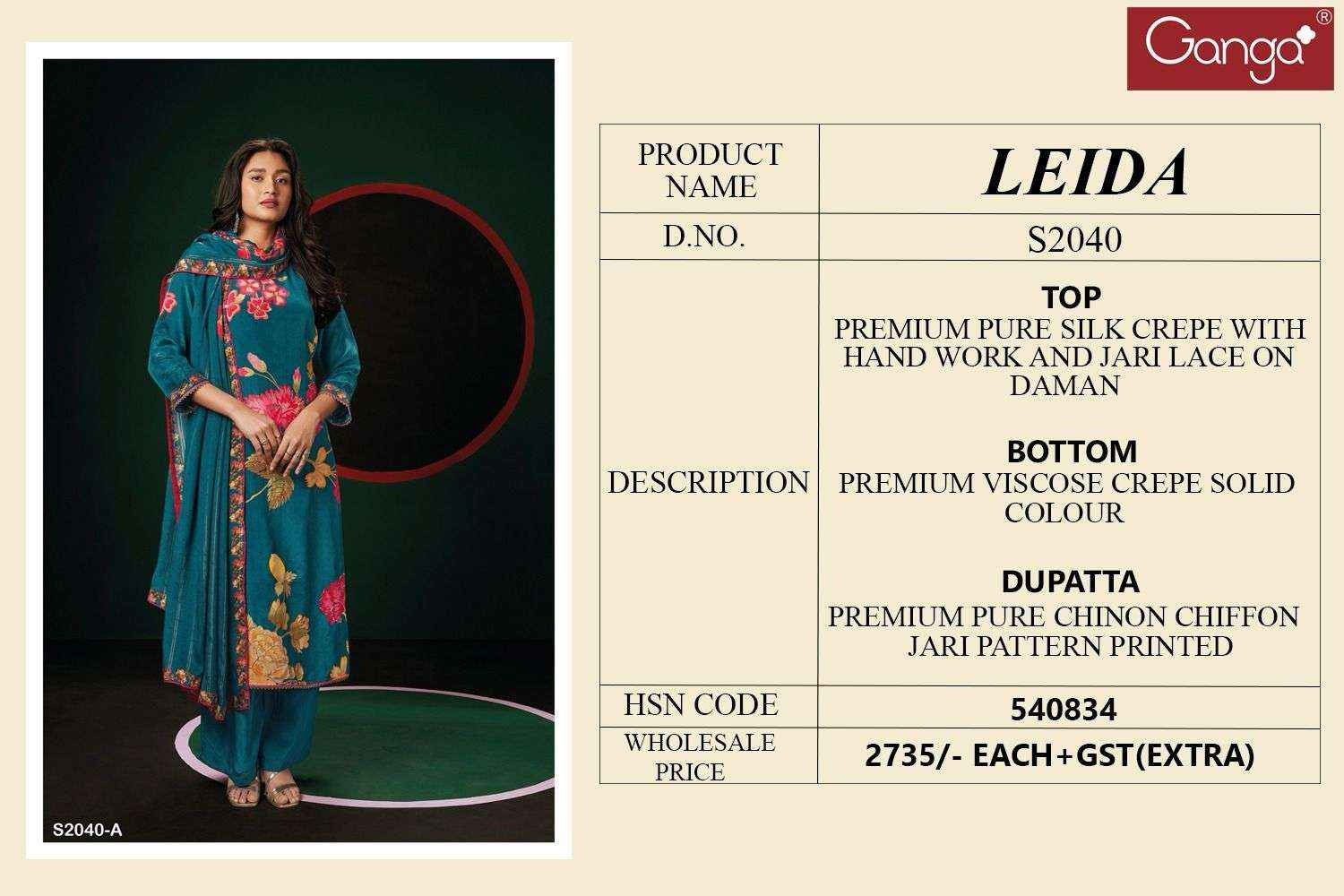 Ganga Leida 2040 Premium Designs Fancy Crape Suit ( 4 pcs catalog )