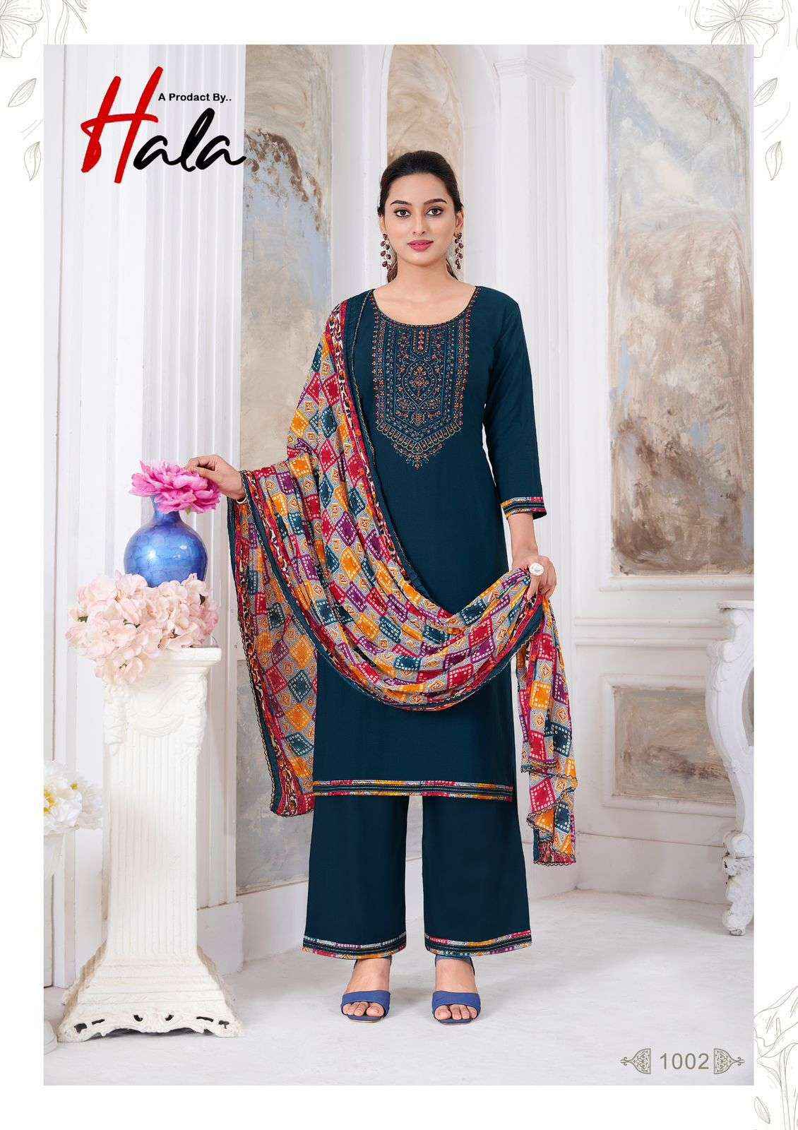 HALA NIGAAR VOL 1 RAYON FANCY SWAROVSKI WORK SUIT ( 8 PCS CATALOG )