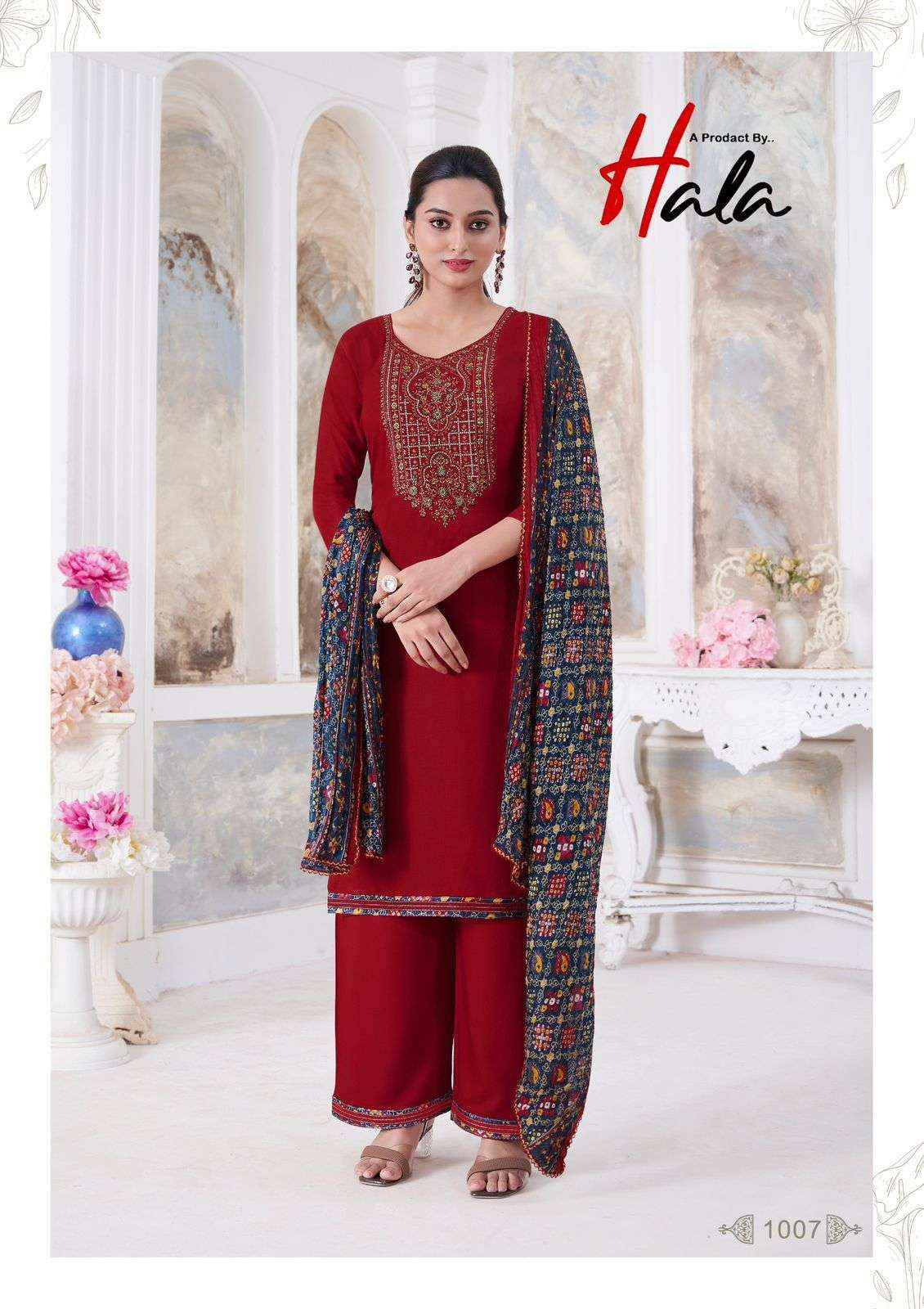 HALA NIGAAR VOL 1 RAYON FANCY SWAROVSKI WORK SUIT ( 8 PCS CATALOG )