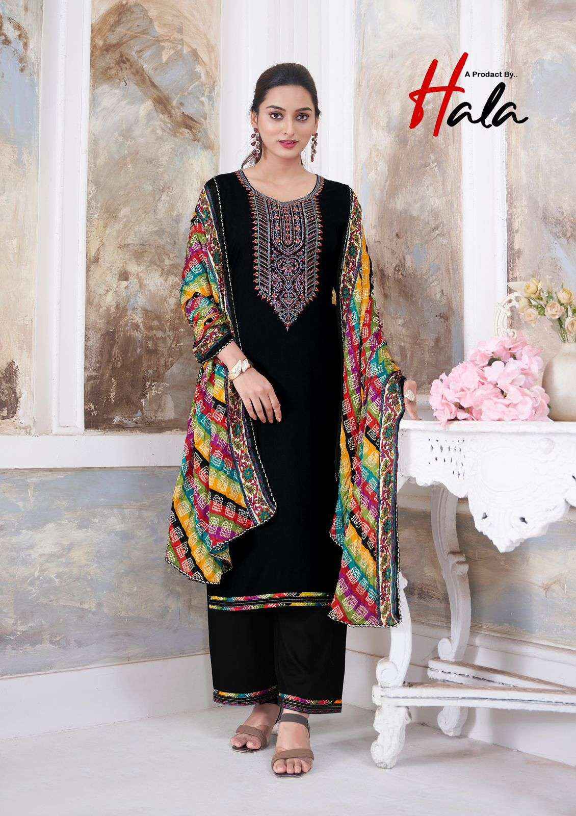 HALA NIGAAR VOL 1 RAYON FANCY SWAROVSKI WORK SUIT ( 8 PCS CATALOG )