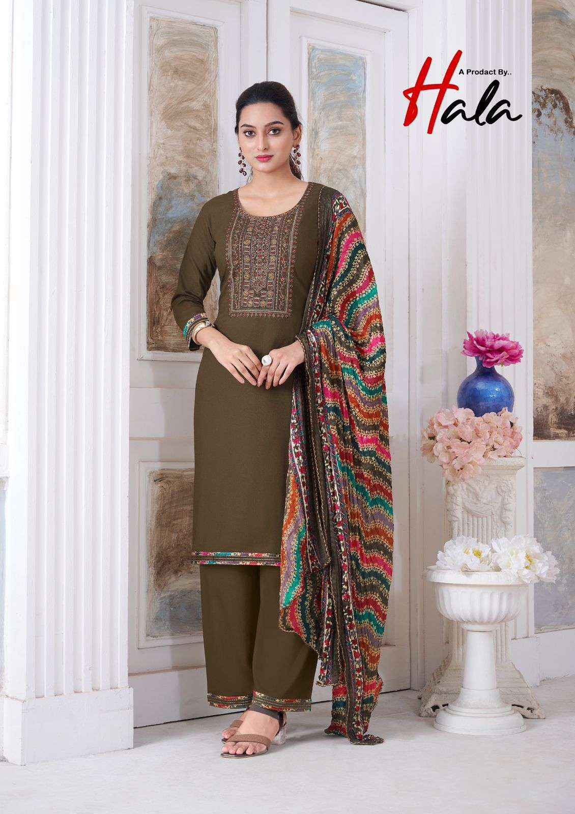HALA NIGAAR VOL 1 RAYON FANCY SWAROVSKI WORK SUIT ( 8 PCS CATALOG )