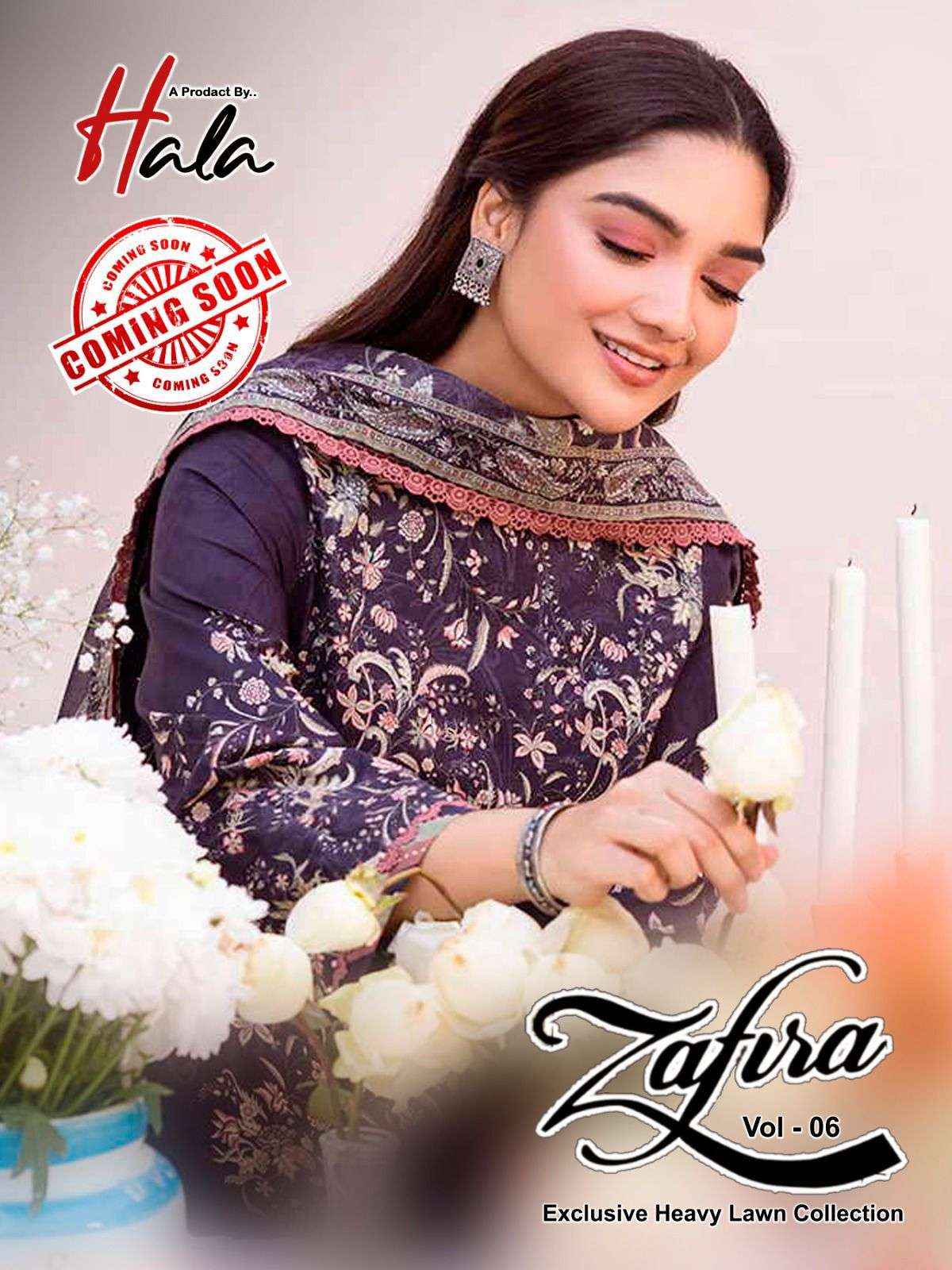 HALA ZAFIRA VOL 6 LAWN COTTON KARACHI SALWAR SUIT ( 6 PCS CATALOG )