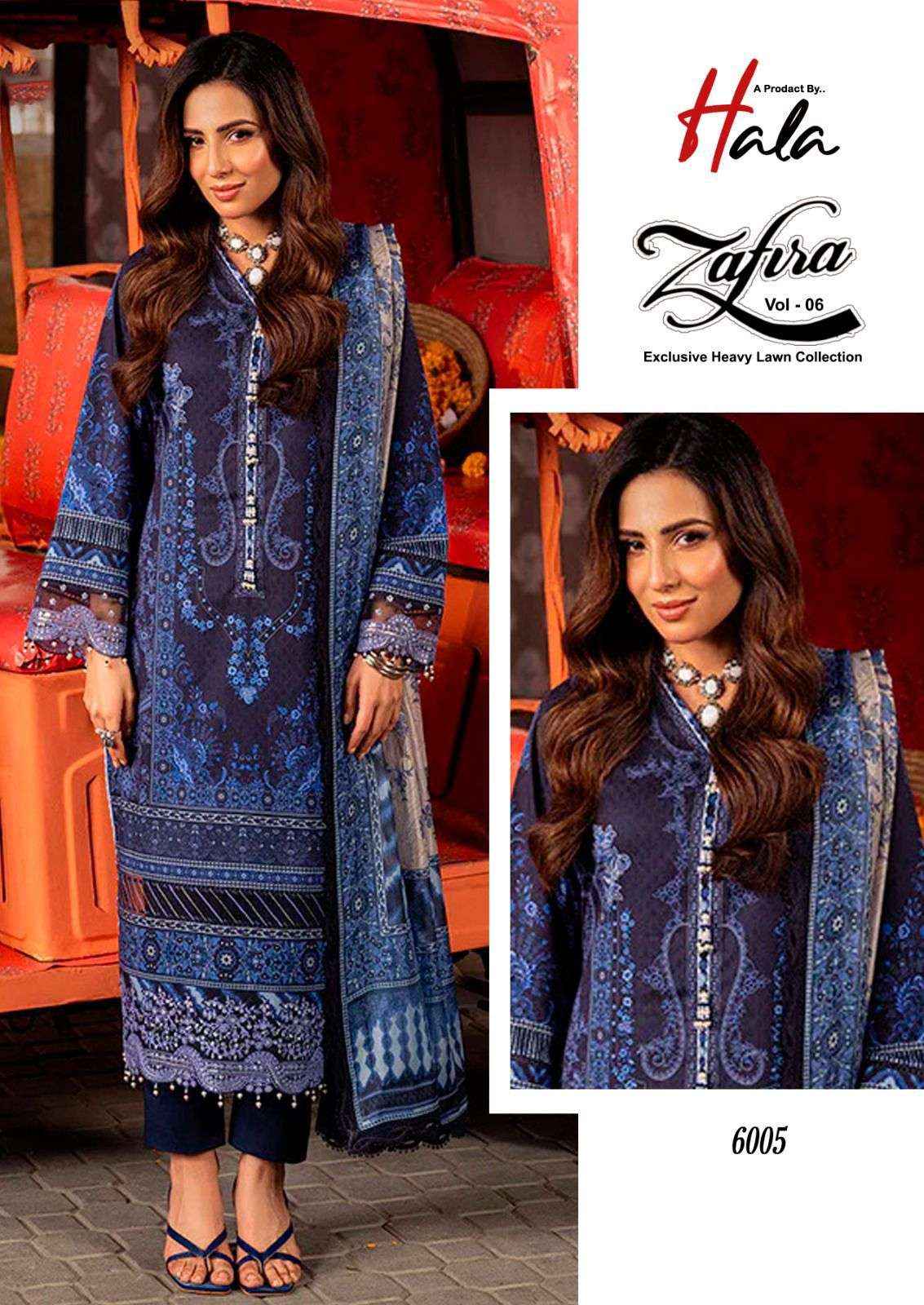 HALA ZAFIRA VOL 6 LAWN COTTON KARACHI SALWAR SUIT ( 6 PCS CATALOG )