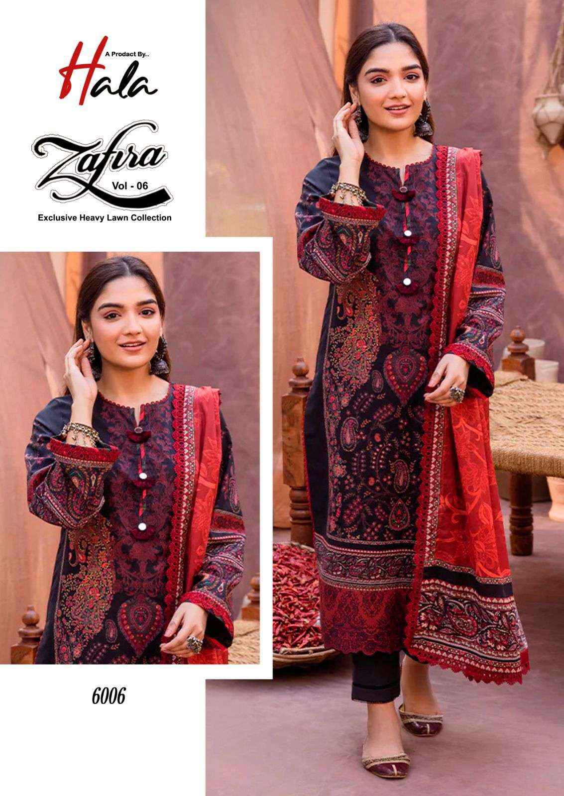 HALA ZAFIRA VOL 6 LAWN COTTON KARACHI SALWAR SUIT ( 6 PCS CATALOG )