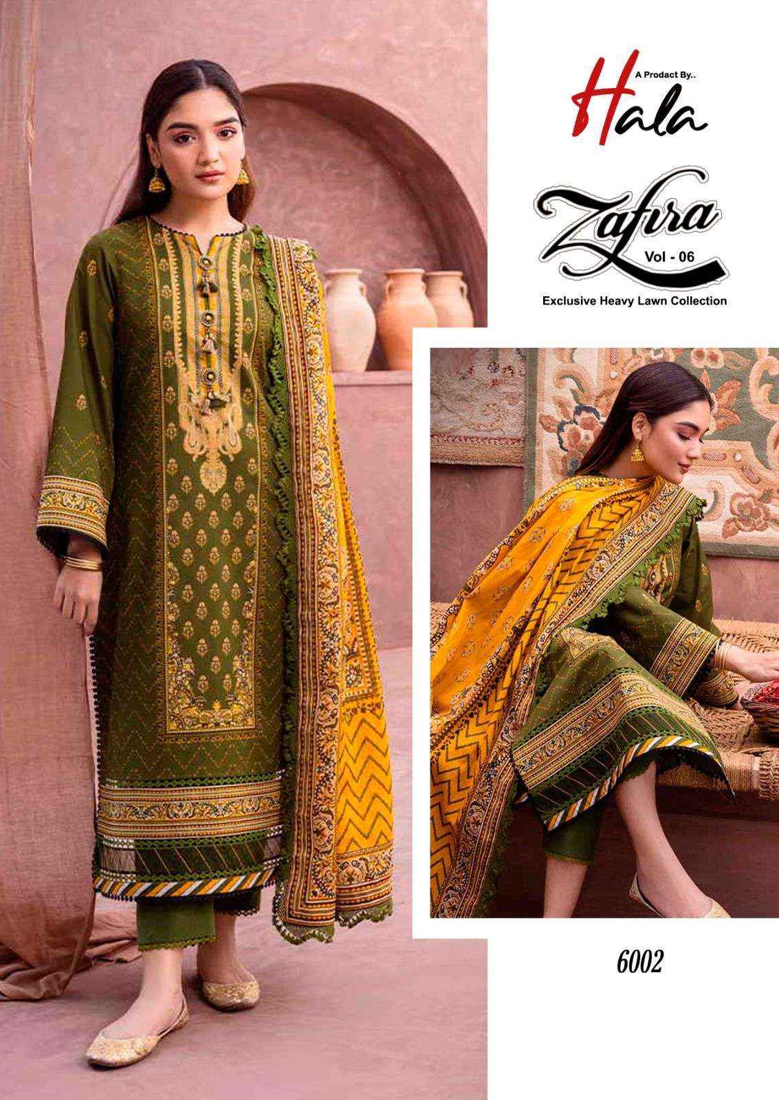 HALA ZAFIRA VOL 6 LAWN COTTON KARACHI SALWAR SUIT ( 6 PCS CATALOG )