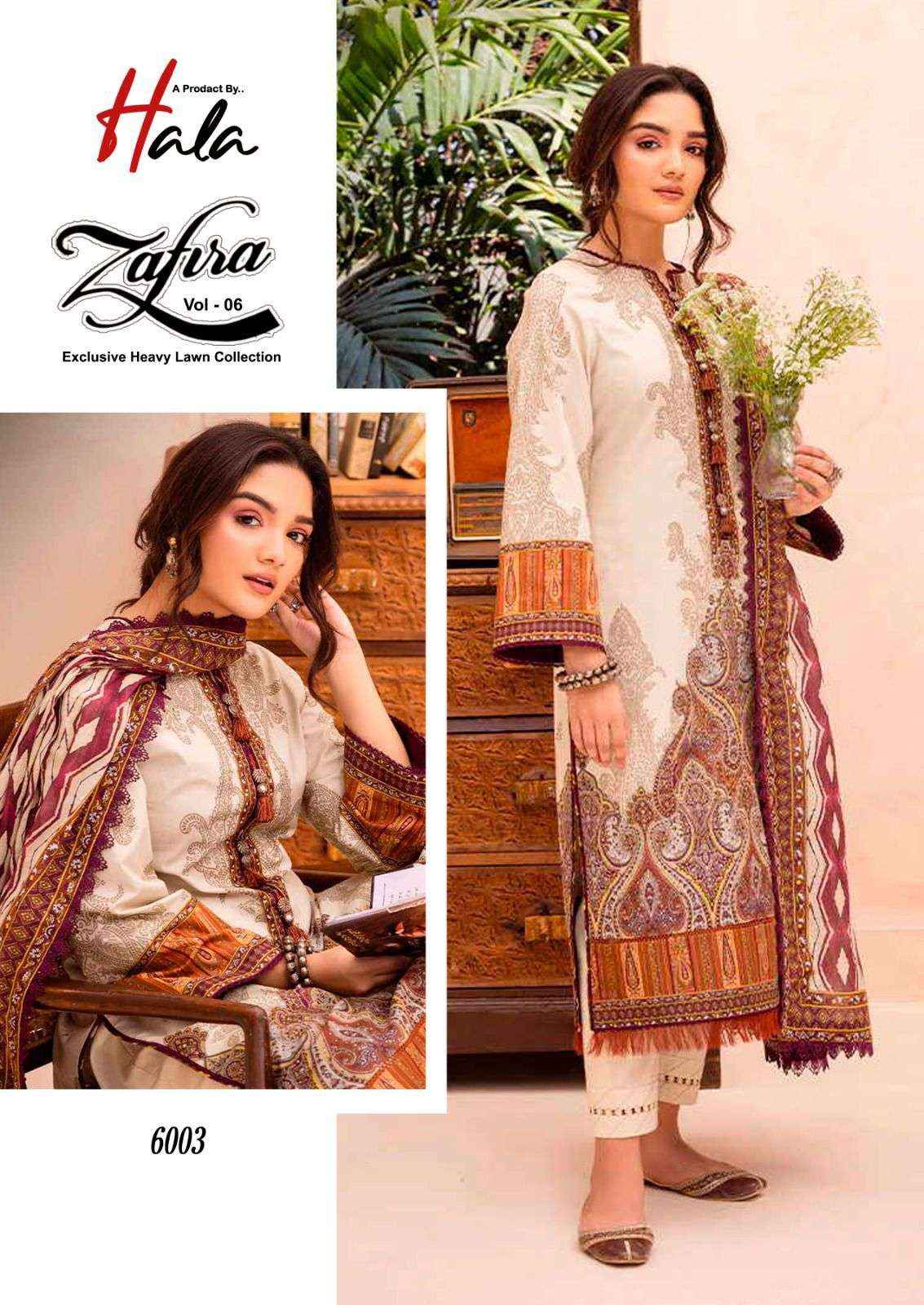 HALA ZAFIRA VOL 6 LAWN COTTON KARACHI SALWAR SUIT ( 6 PCS CATALOG )