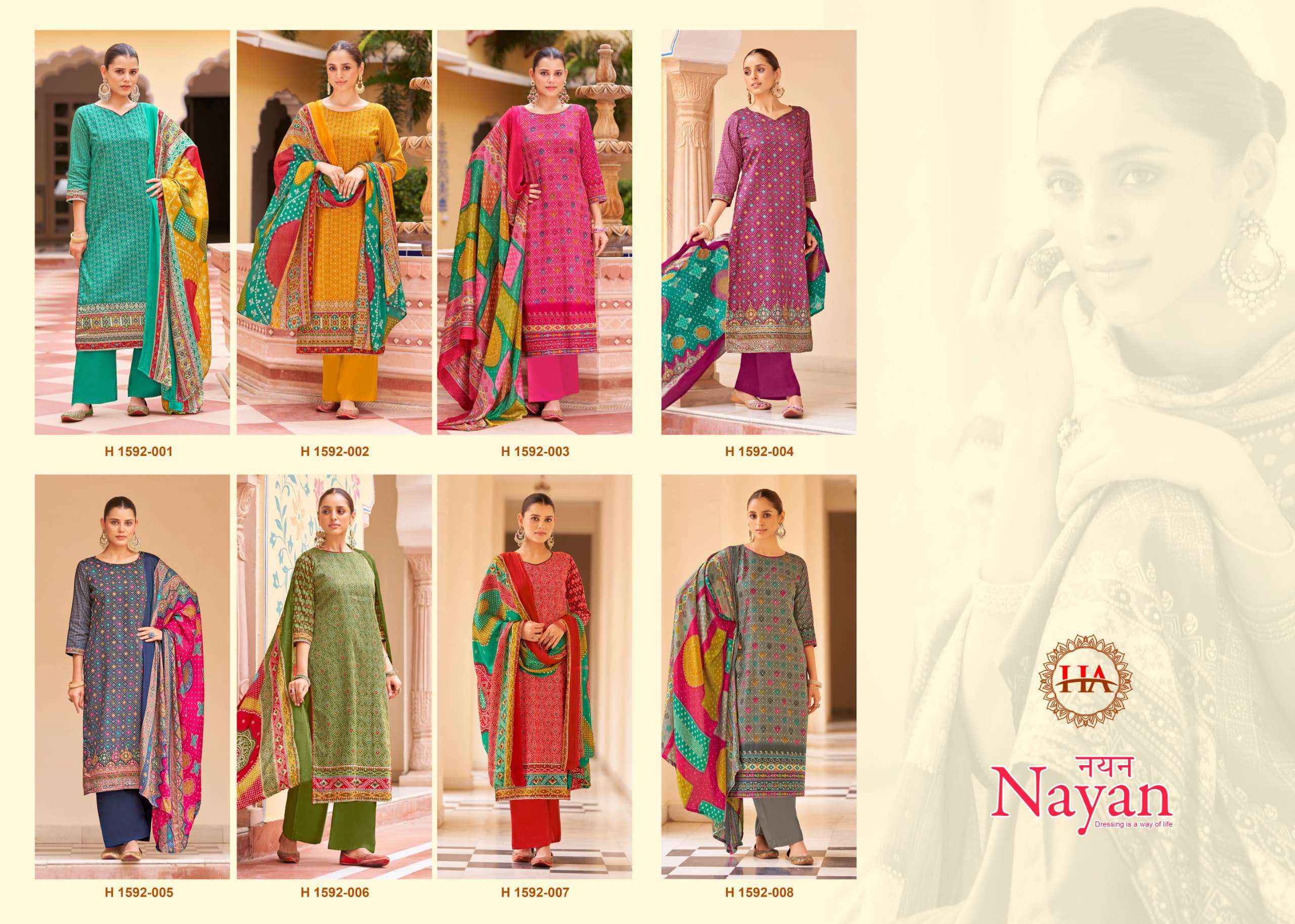 HARSHIT FASHION HUB NAYAN JAM COTTON PRINT SALWAR SUIT ( 8 pcs catalog )