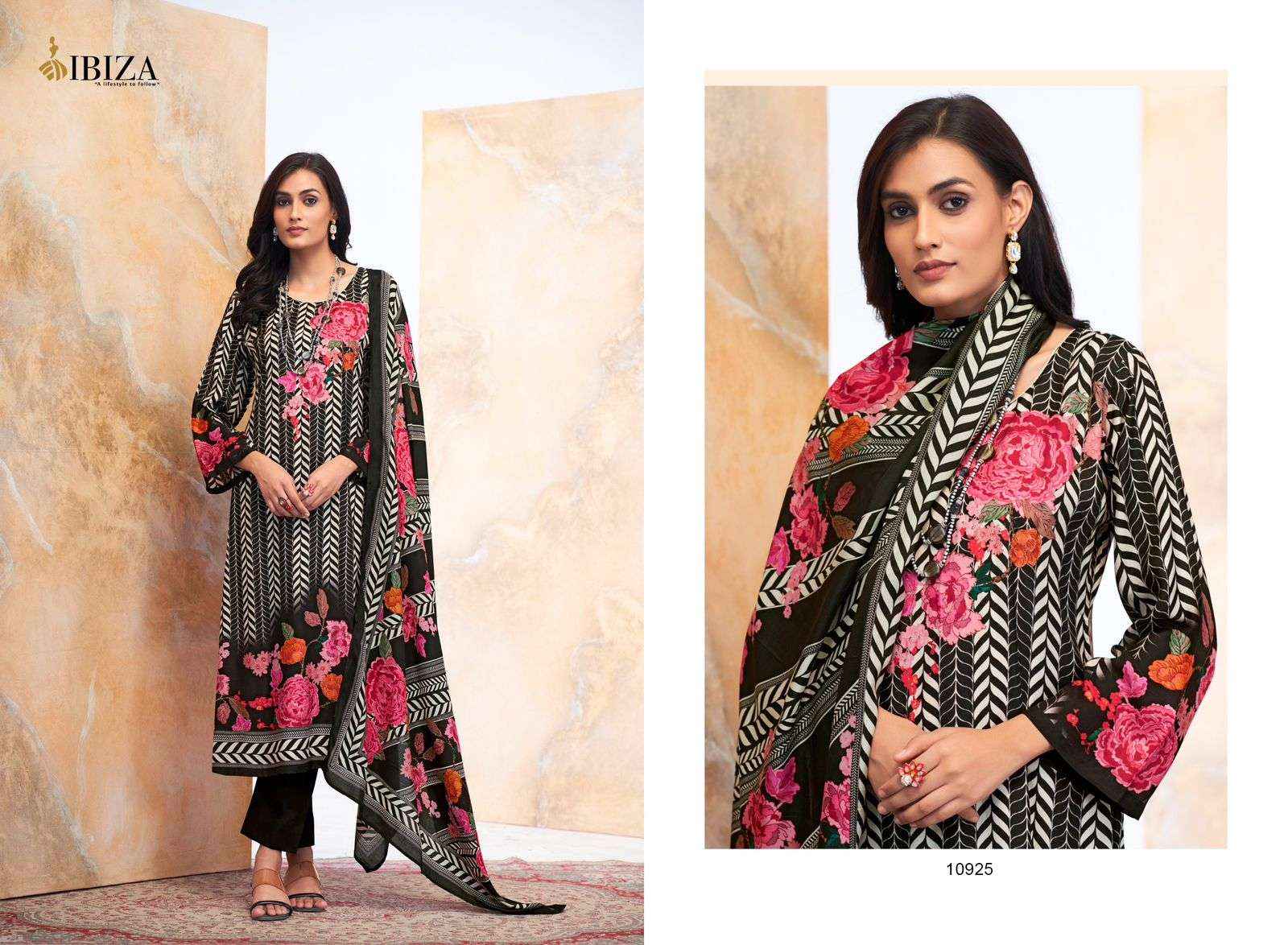 IBIZA INFINITY MUSLIN DIGITAL PRINT WITH HAND WORK SUIT ( 2 pcs catalog )