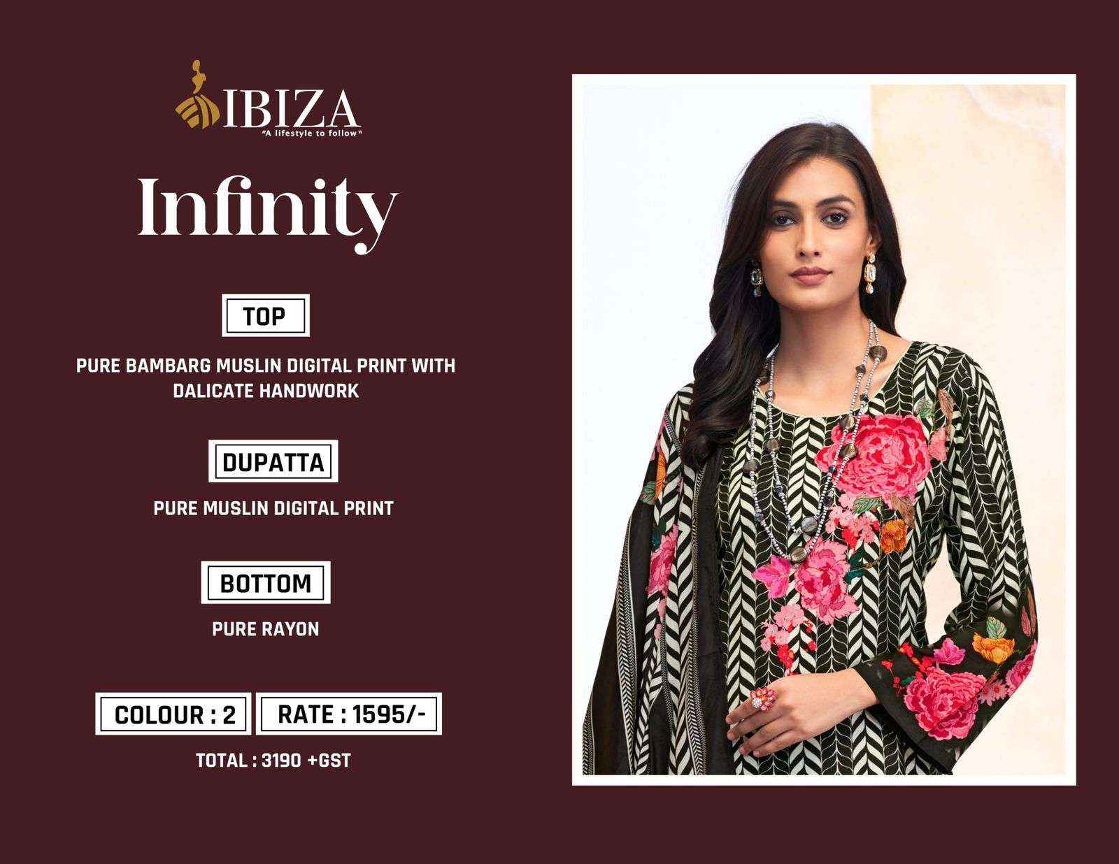 IBIZA INFINITY MUSLIN DIGITAL PRINT WITH HAND WORK SUIT ( 2 pcs catalog )
