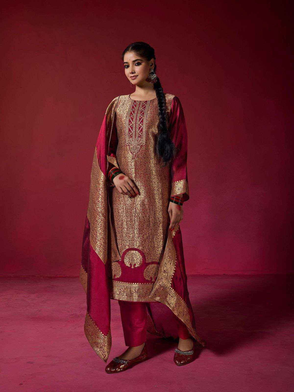 IBIZA SAKHI SILK JACQUARD EMBROIDERY DESIGNER SALWAR KAMEEZ( 4 PCS CATALOG )