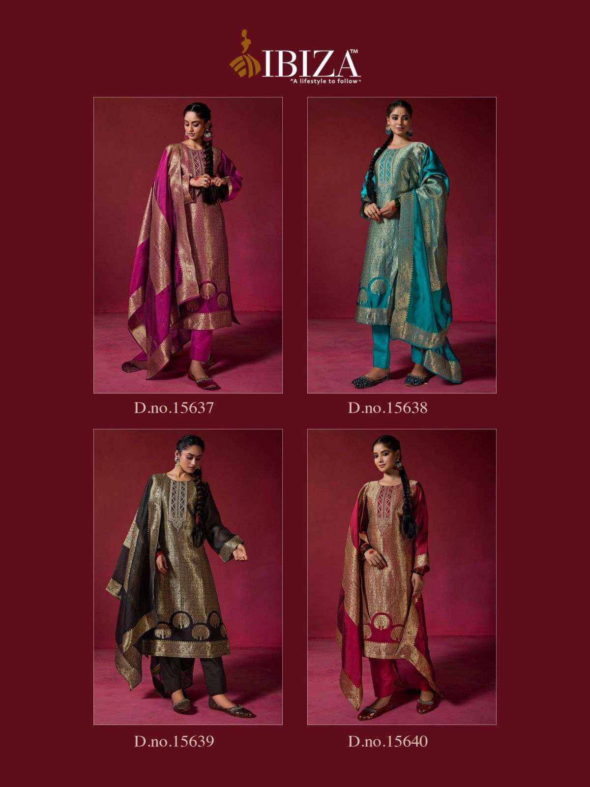 IBIZA SAKHI SILK JACQUARD EMBROIDERY DESIGNER SALWAR KAMEEZ( 4 PCS CATALOG )