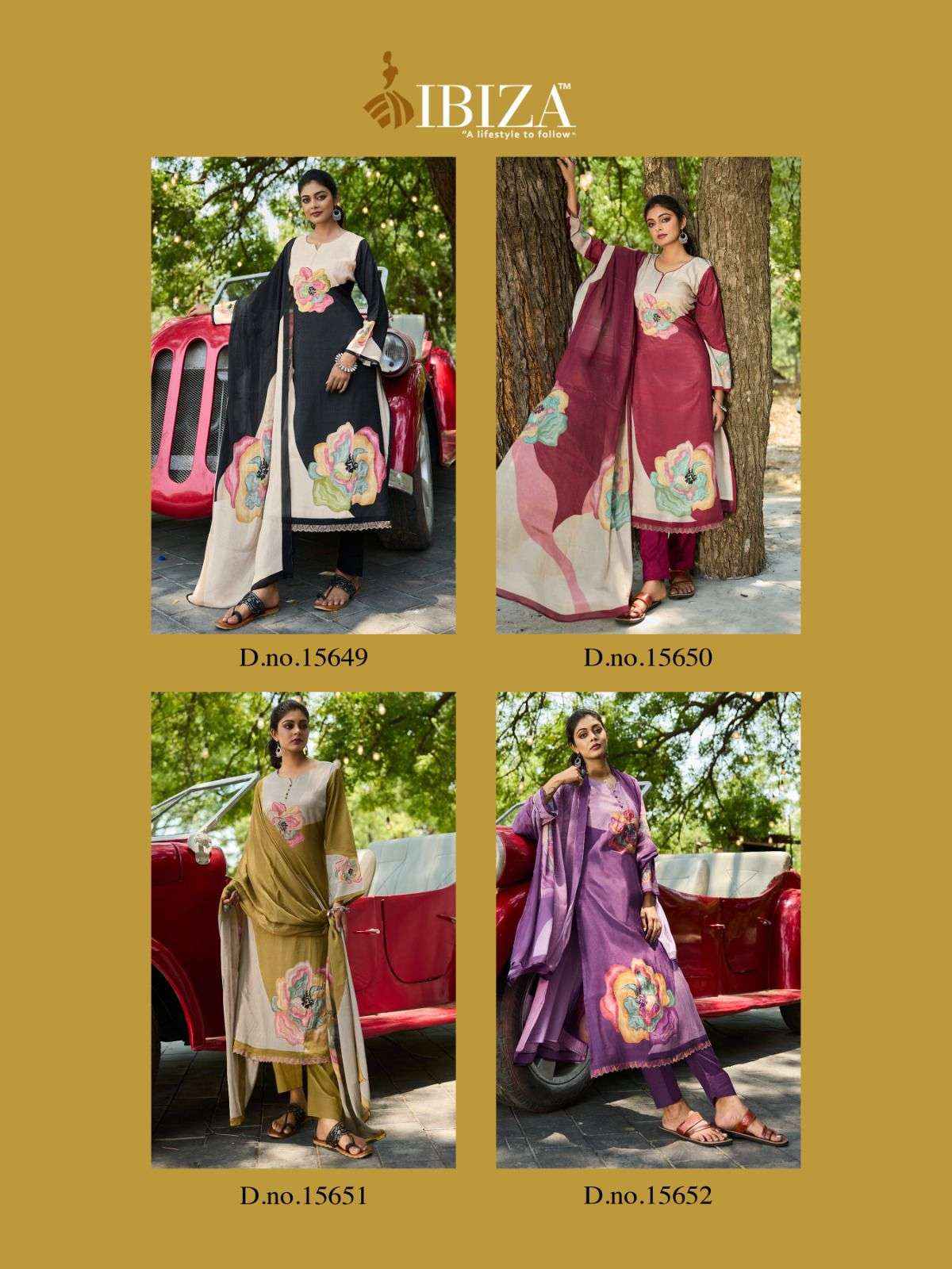 IBIZA ZANISHA MUSLIN DIGITAL PRINT WITH HAND WORK DRESS MATERIAL ( 4 PCS CATALOG )
